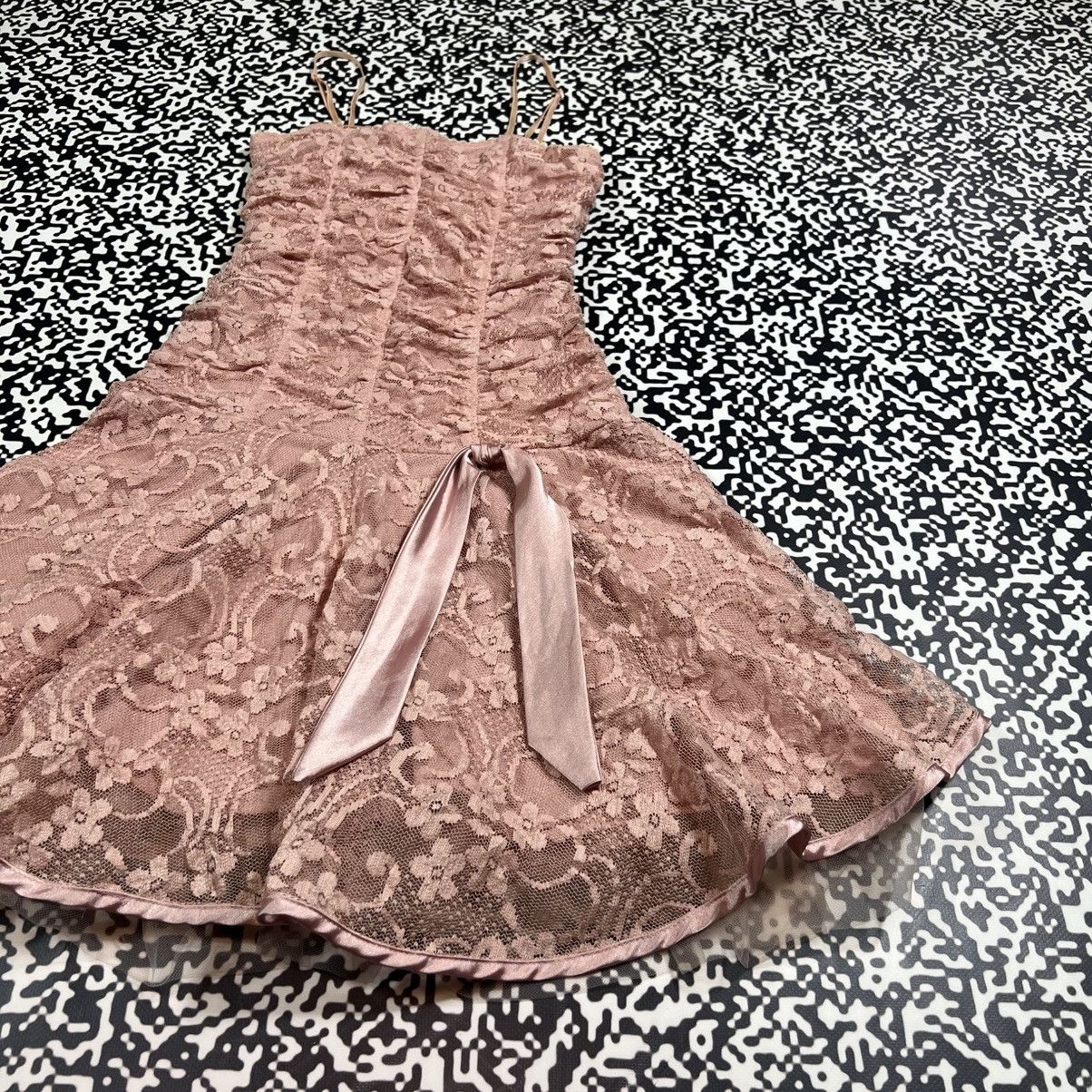 Japanese Brand Vintage Y2K Un Deux Trois Sexy Pink Mesh Mini Dress Size M / US 6-8 / IT 42-44 - 14 Thumbnail