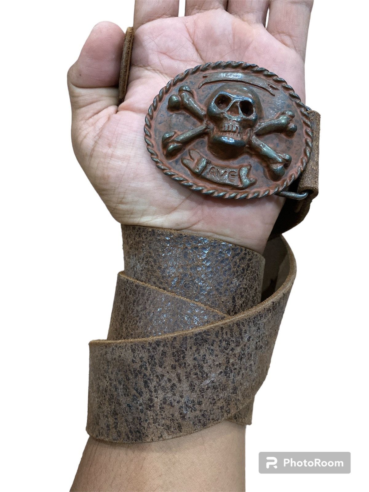 Vintage Fabio Corti skull leather belt