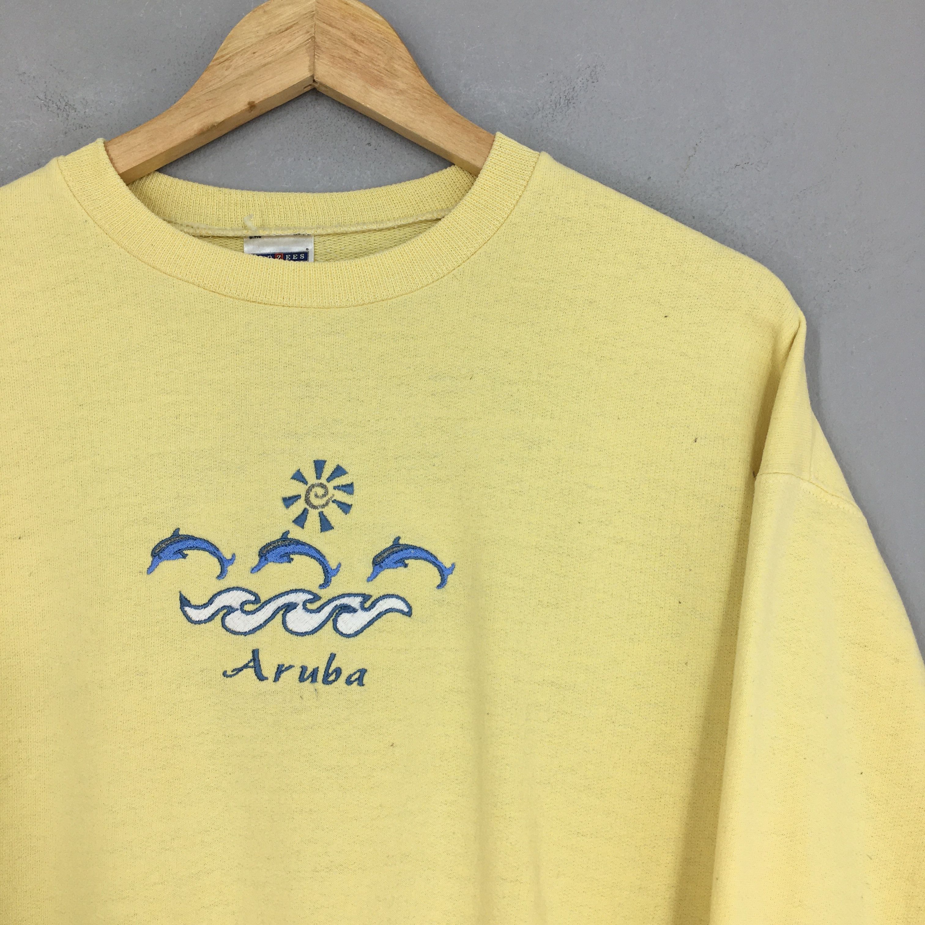 Vintage Vintage Aruba Beach Yellow Sweatshirt Medium Size US M / EU 48-50 / 2 - 2 Thumbnail