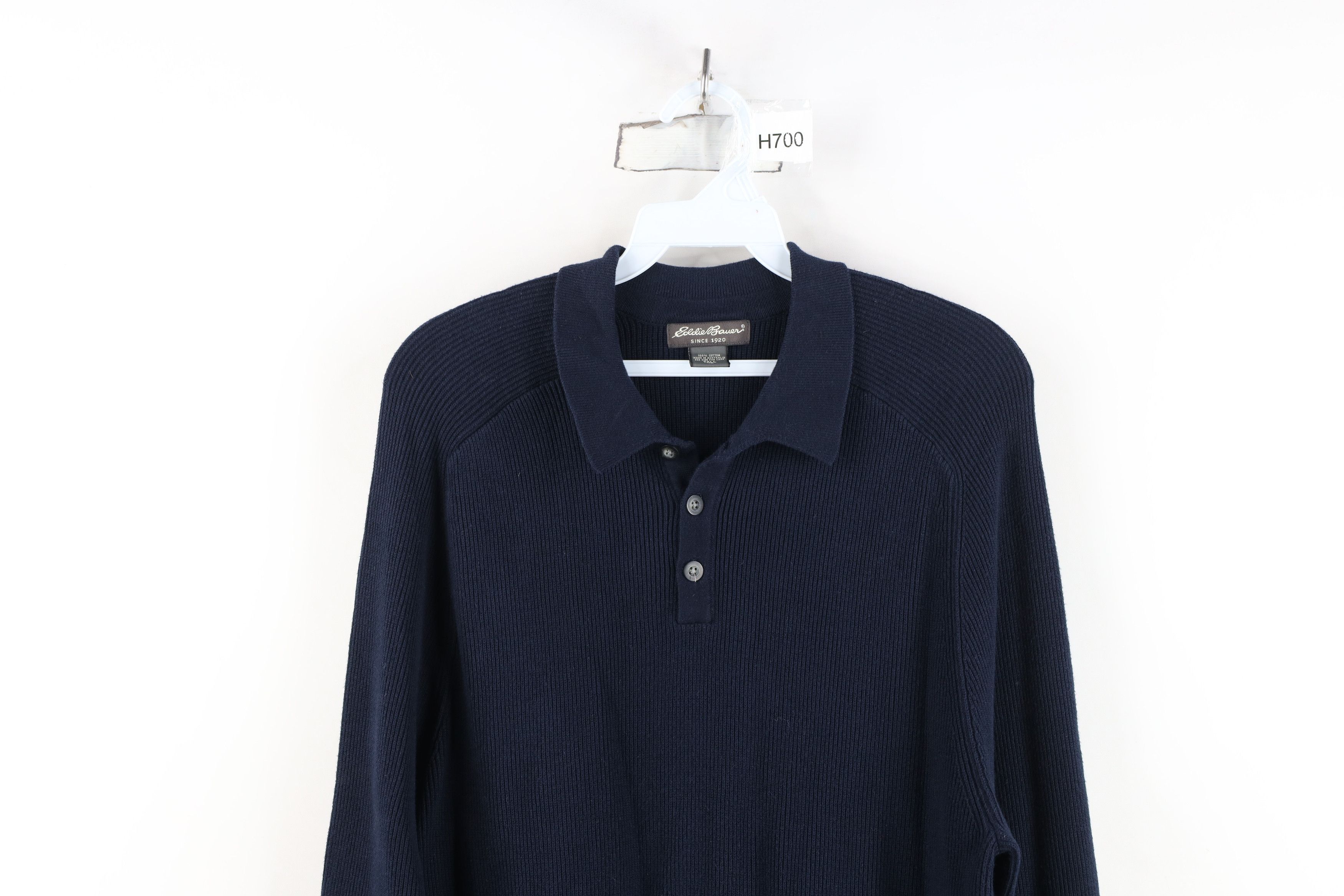 Eddie Bauer Vintage Eddie Bauer Ribbed Knit Collared Sweater Navy Blue Size XL / US 12-14 / IT 48-50 - 2 Thumbnail