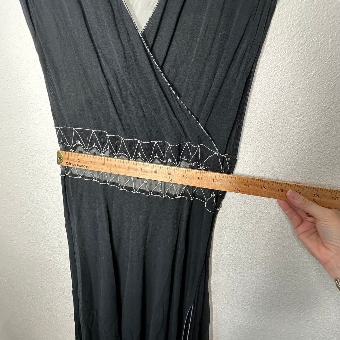 Other Max Studio Special Black Ivory Sheer Silk Embroidered Dress Size S / US 4 / IT 40 - 15 Thumbnail