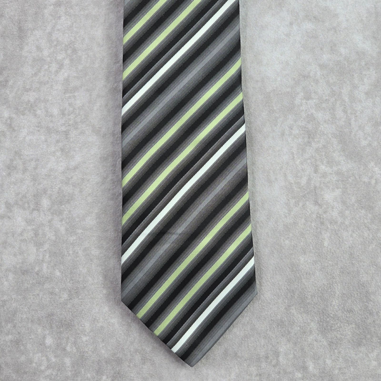 Van Heusen Van Heusen Black Gray Green Stripe Executive Neck Tie Men's Size 30 - 1 Thumbnail