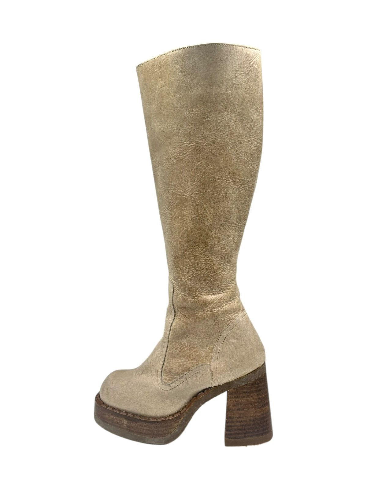 Cowboy Equipment Vintage Destroy beige block platform boots Size 36 Size US 6 / IT 36 - 8 Thumbnail