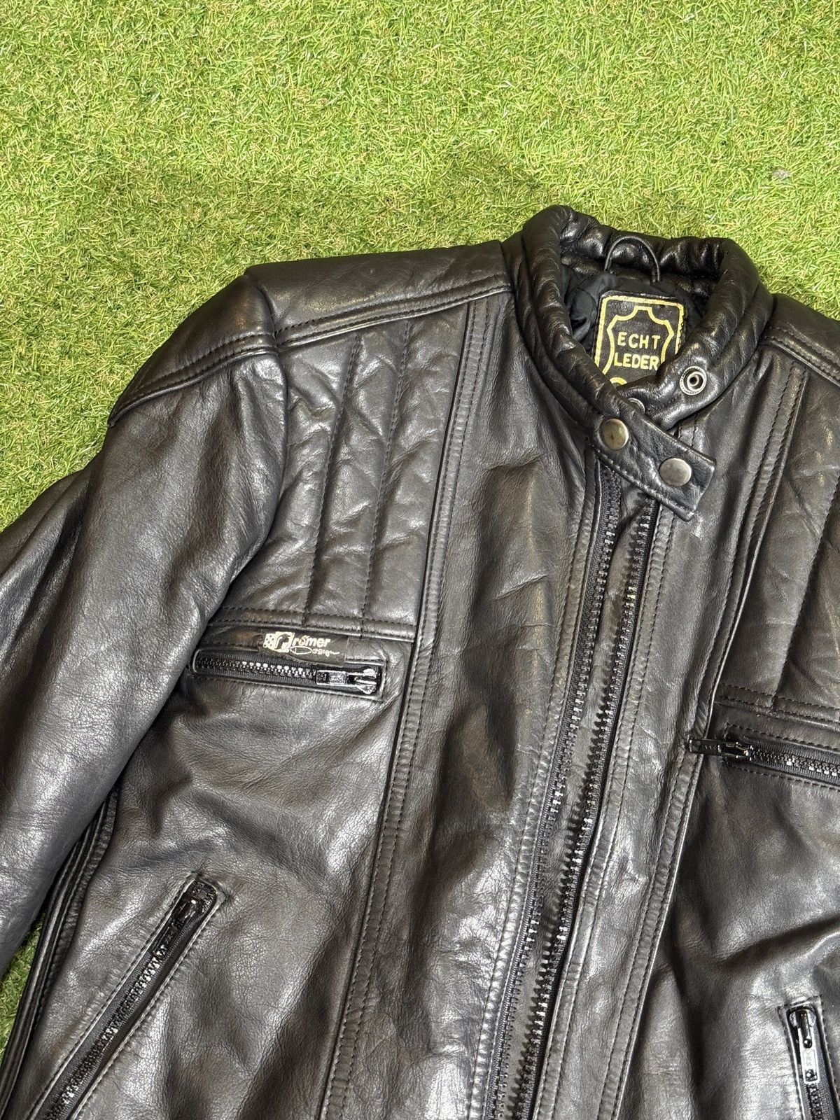 Other Vintage Echt Leder Genuine Leather Biker Jacket Size S / US 4 / IT 40 - 3 Thumbnail