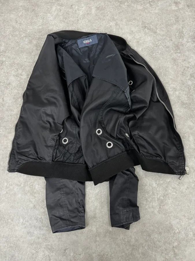 Versace 2000s Versace Black Eyled Multi Zips Jacket Size US M / EU 48-50 / 2 - 7 Thumbnail