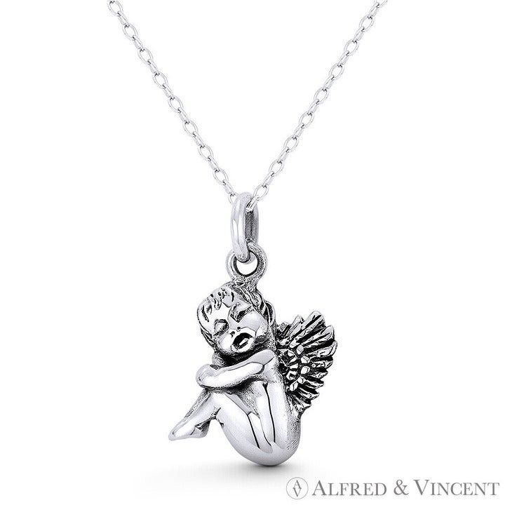 Other Curled-Up Winged Baby Cherub Guardian Angel Pendant Size ONE SIZE - 1 Preview