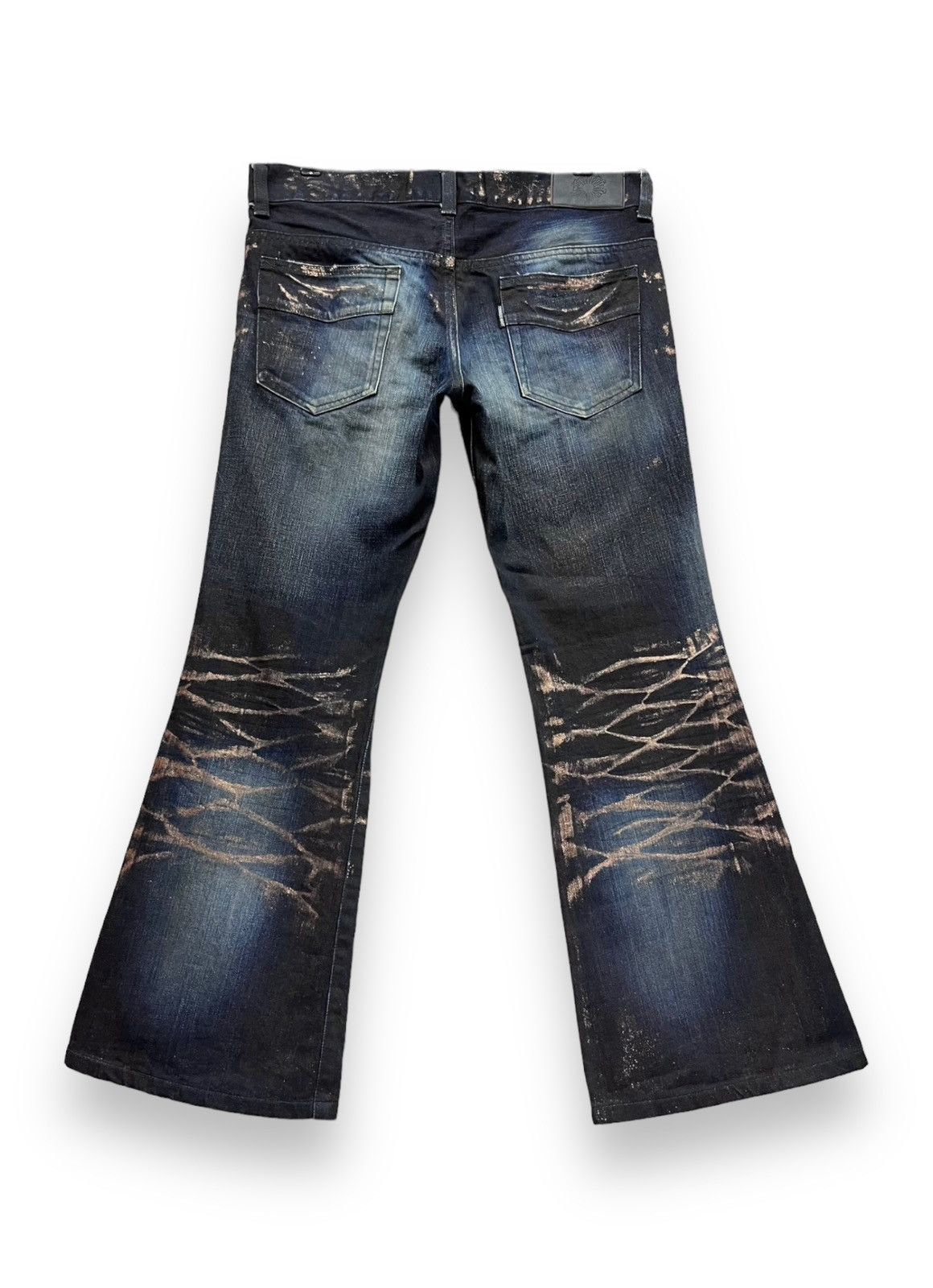 If Six Was Nine 💥🔥TORNADO MART Punk Gold Dust Whiskered Insane Flare Denim Size US 32 / EU 48 - 3 Thumbnail