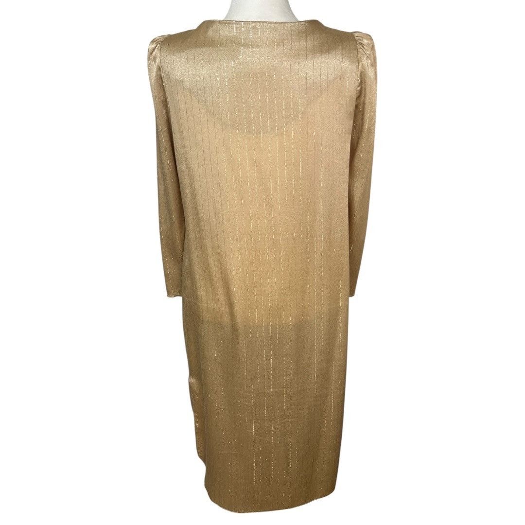 Other Vintage ILGWU Gold Metallic Long-Sleeve Dress - Size 9 Size M / US 6-8 / IT 42-44 - 3 Thumbnail