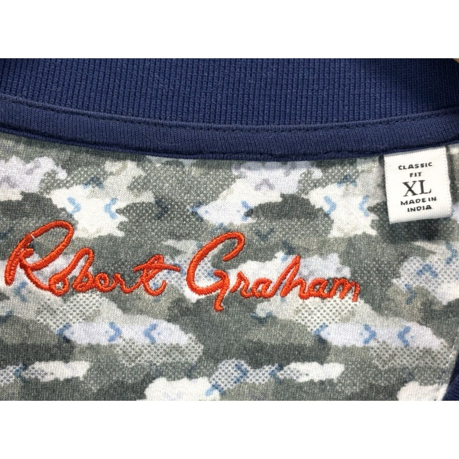 Robert Graham Robert Graham Polo Shirt Men XL Blue Embroidered Skull Rose Short Sleeve 100% Cotton Knit Mens Size US XL / EU 56 / 4 - 5 Thumbnail