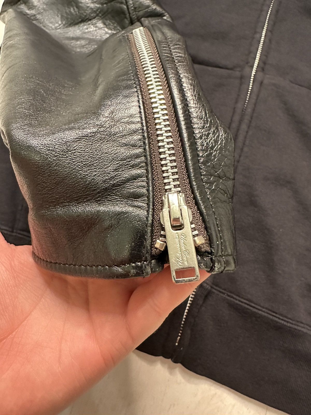 Undercover 2012 leather-sleeved hoodie J4801