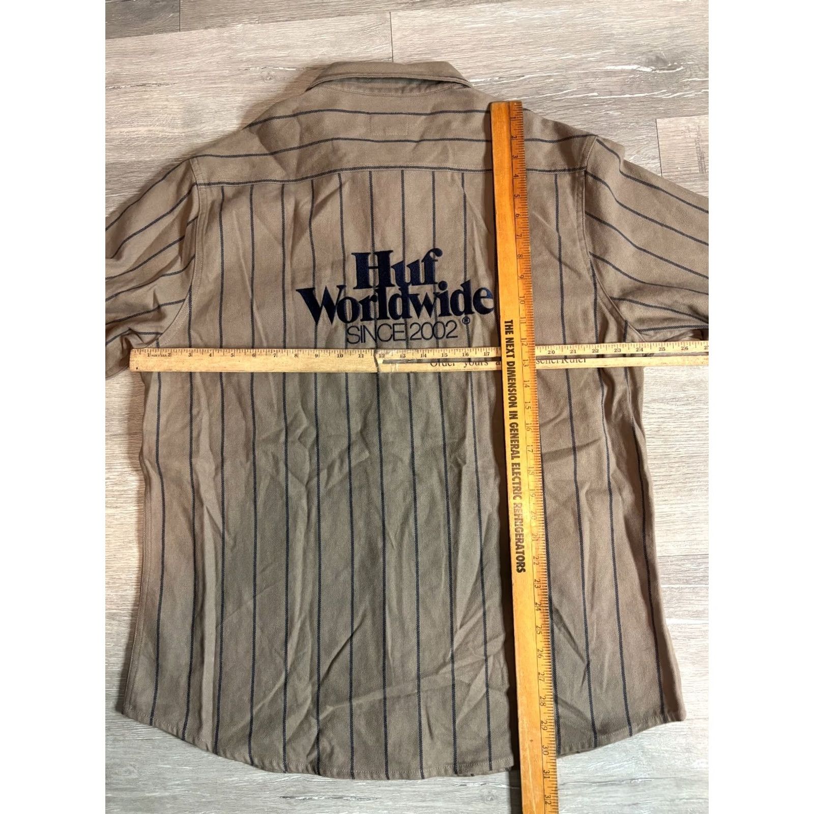 Huf HUF Shirt Men XL Brown Cotton Striped Long Sleeve Button-Up Skate Casual Vintage No Size US XL / EU 56 / 4 - 4 Thumbnail