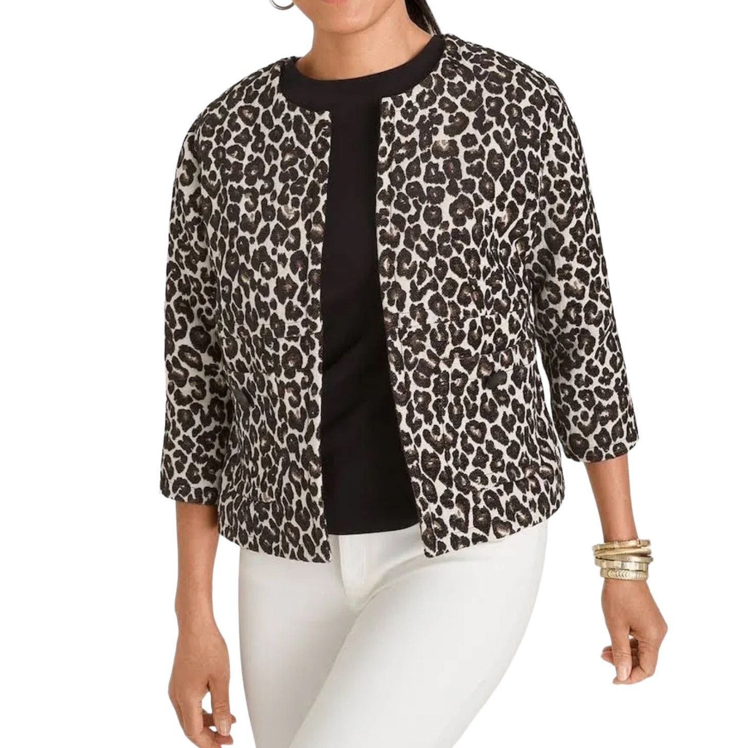 Chicos Chico’s Animal Print Jacquard Jacket Medium NWT Button Front Size M / US 6-8 / IT 42-44 - 1 Thumbnail