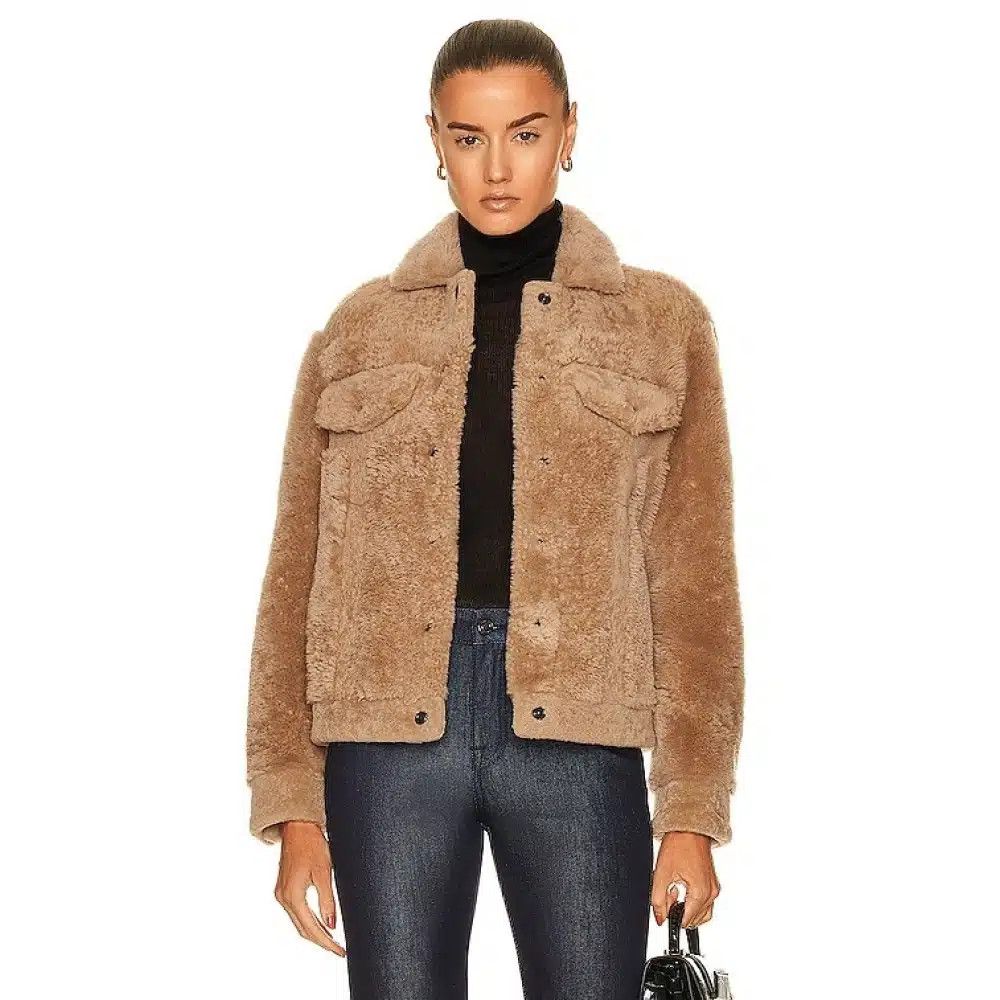 Tom Ford o1loc1c1024 CSF648 Shearling Short Jacket in Beige Size S / US 4 / IT 40 - 3 Thumbnail