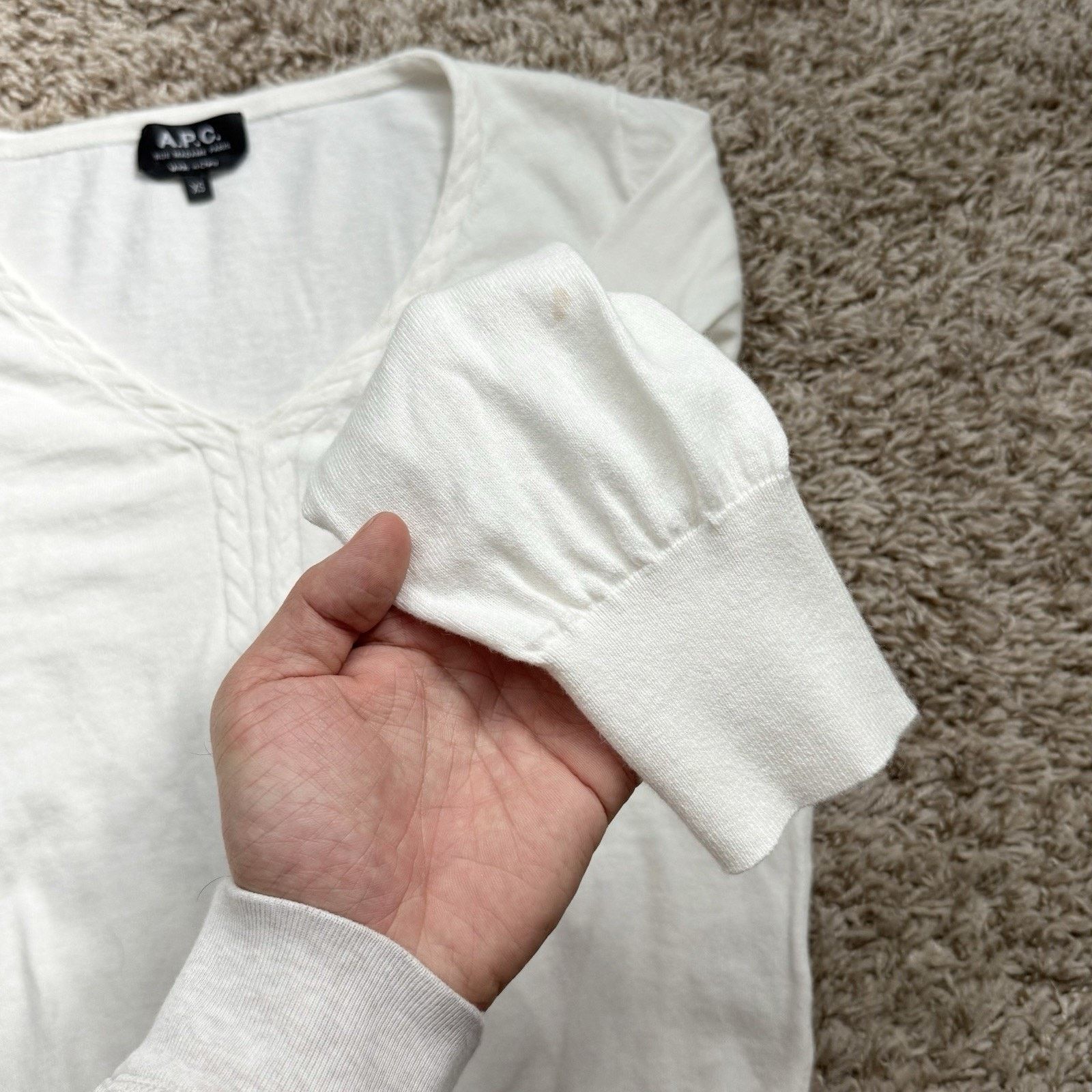 A.P.C. A.P.C. White V Neck Sweater Cotton Size XS Cashmere Wool Size XS / US 0-2 / IT 36-38 - 9 Thumbnail