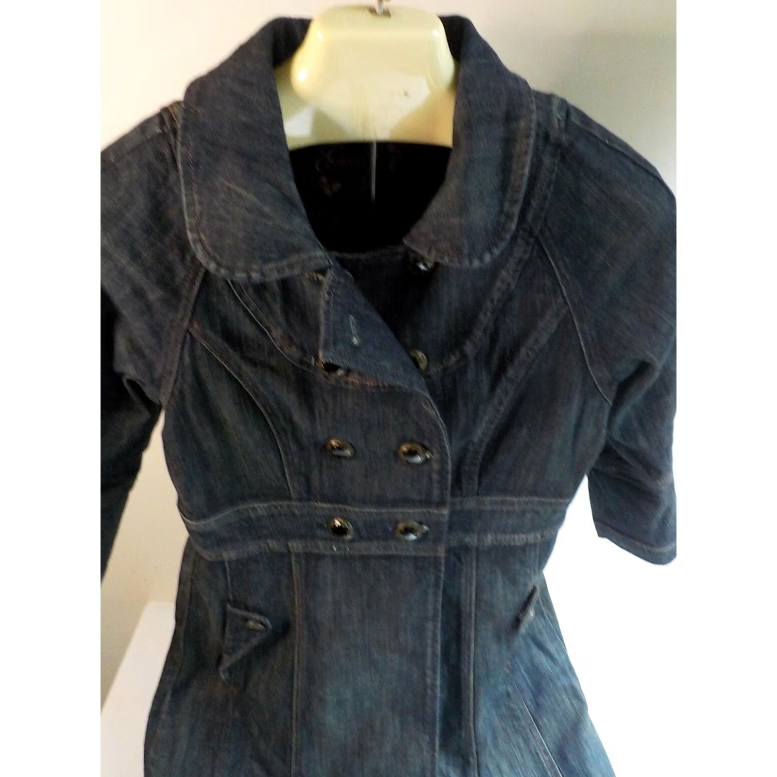 Guess GUESS Jeans Double Breasted 3/4 Sleeves Jean Denim Jacket Women Small Blue Denim Jacket Size 28" / US 6 / IT 42 - 2 Thumbnail