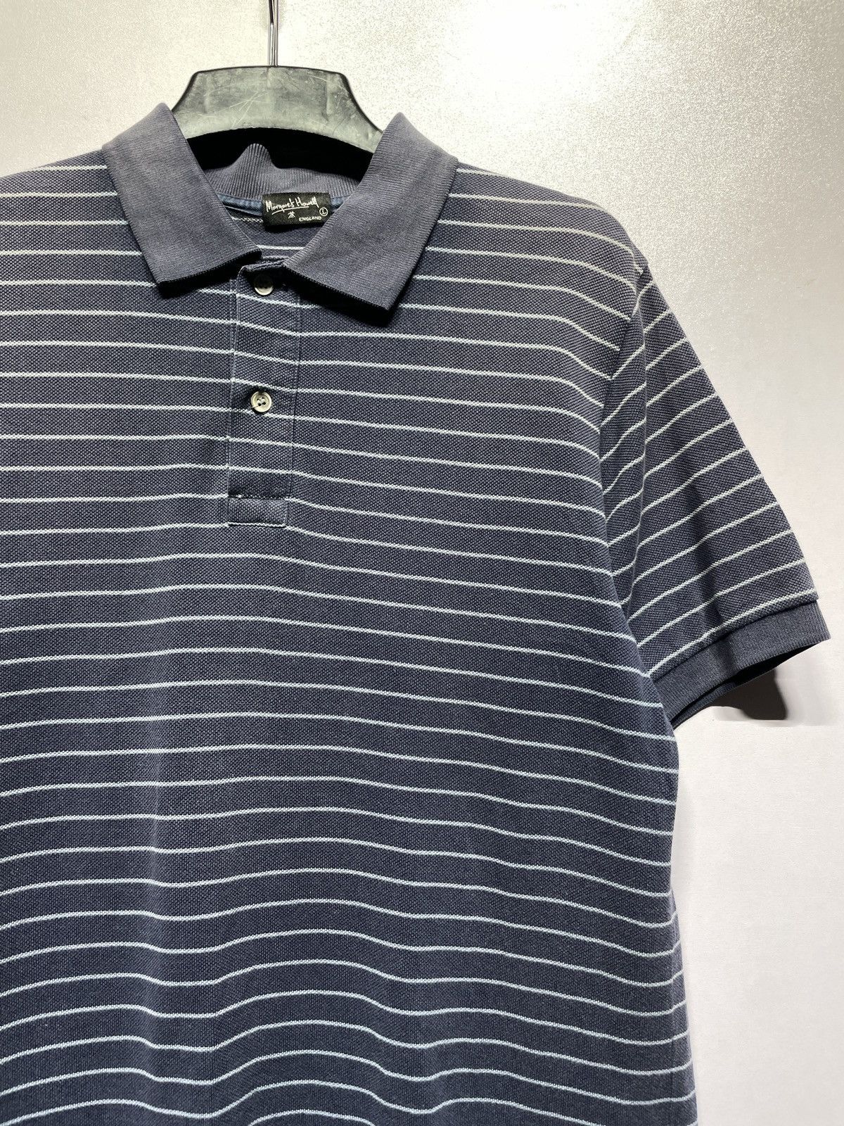 Designer × Margaret Howell × Vintage Vtg 90's Margaret Howell Blue Stripe Polo Made in Japan Size US L / EU 52-54 / 3 - 3 Thumbnail