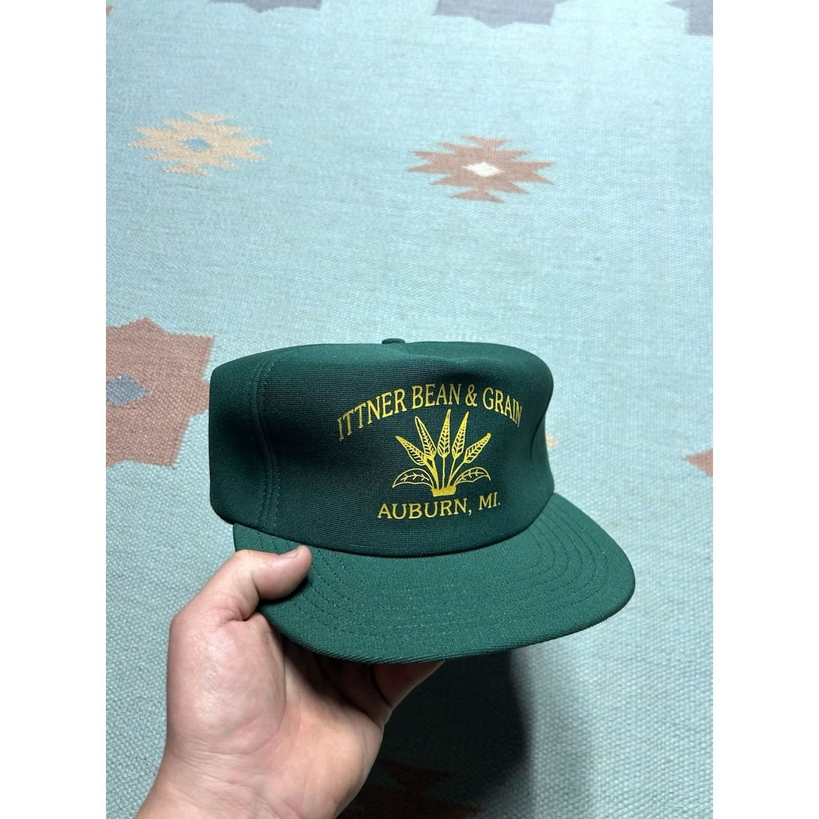 Vintage VINTAGE Auburn Snapback Hat Green USA Men Adjustable Michigan Farm Cap Ittner Bean & Grain 80s Size ONE SIZE - 2 Thumbnail