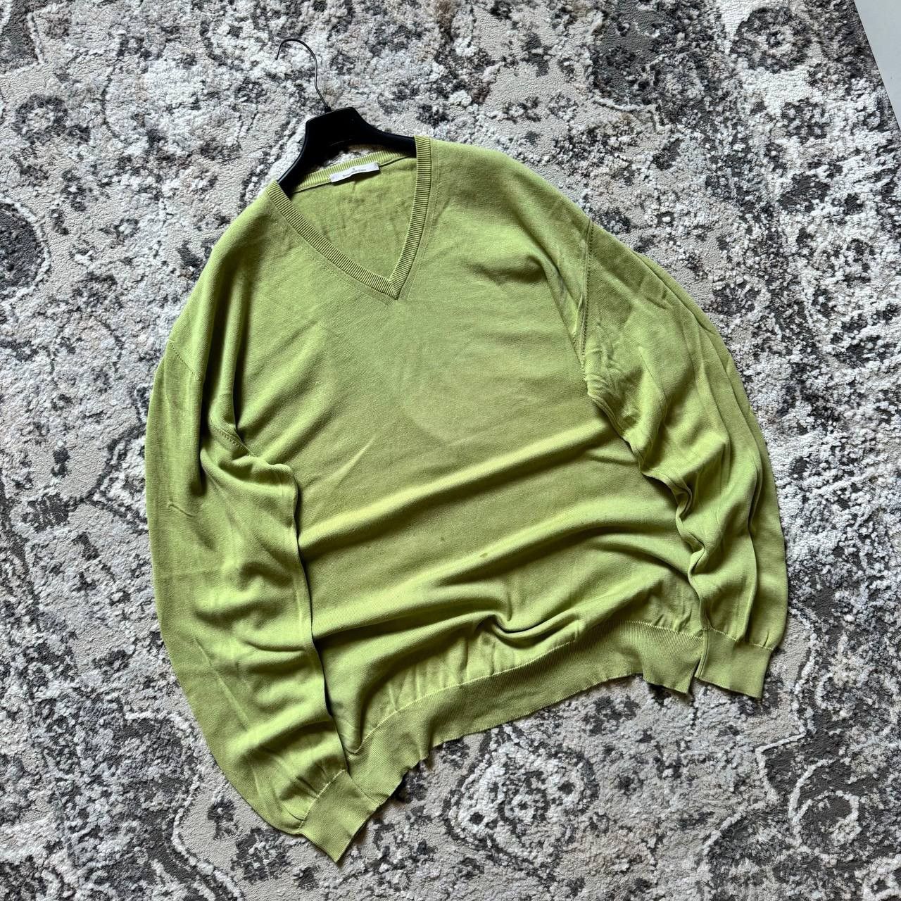 Ermenegildo Zegna Ermenegildo Zegna Cotton V-Neck Light Green Sweater Size US XXL / EU 58 / 5 - 2 Thumbnail