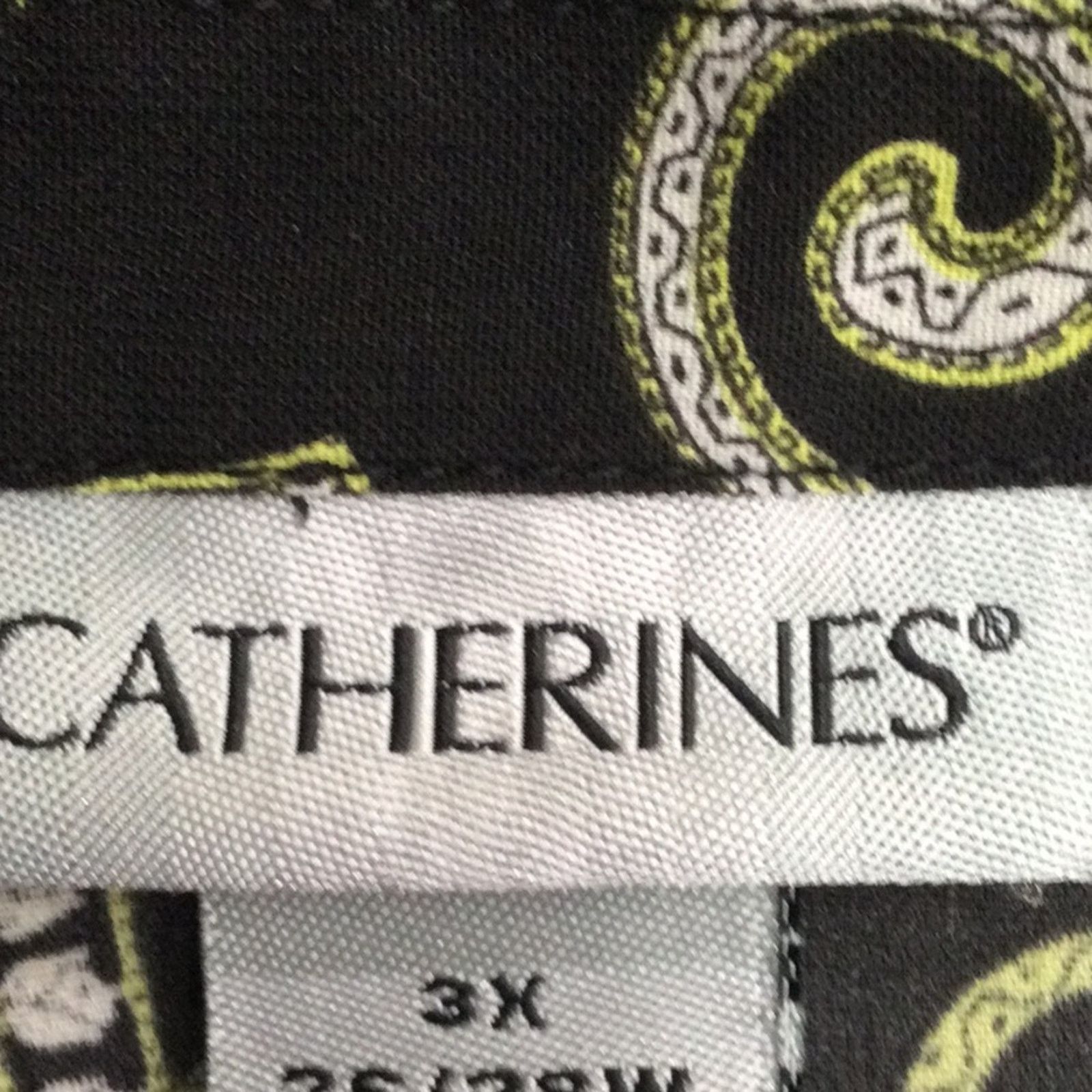 Other Catherines Blk/Green Paisley Button Front Top 3X 26/28W Size 3XL / US 20-22 - 10 Thumbnail