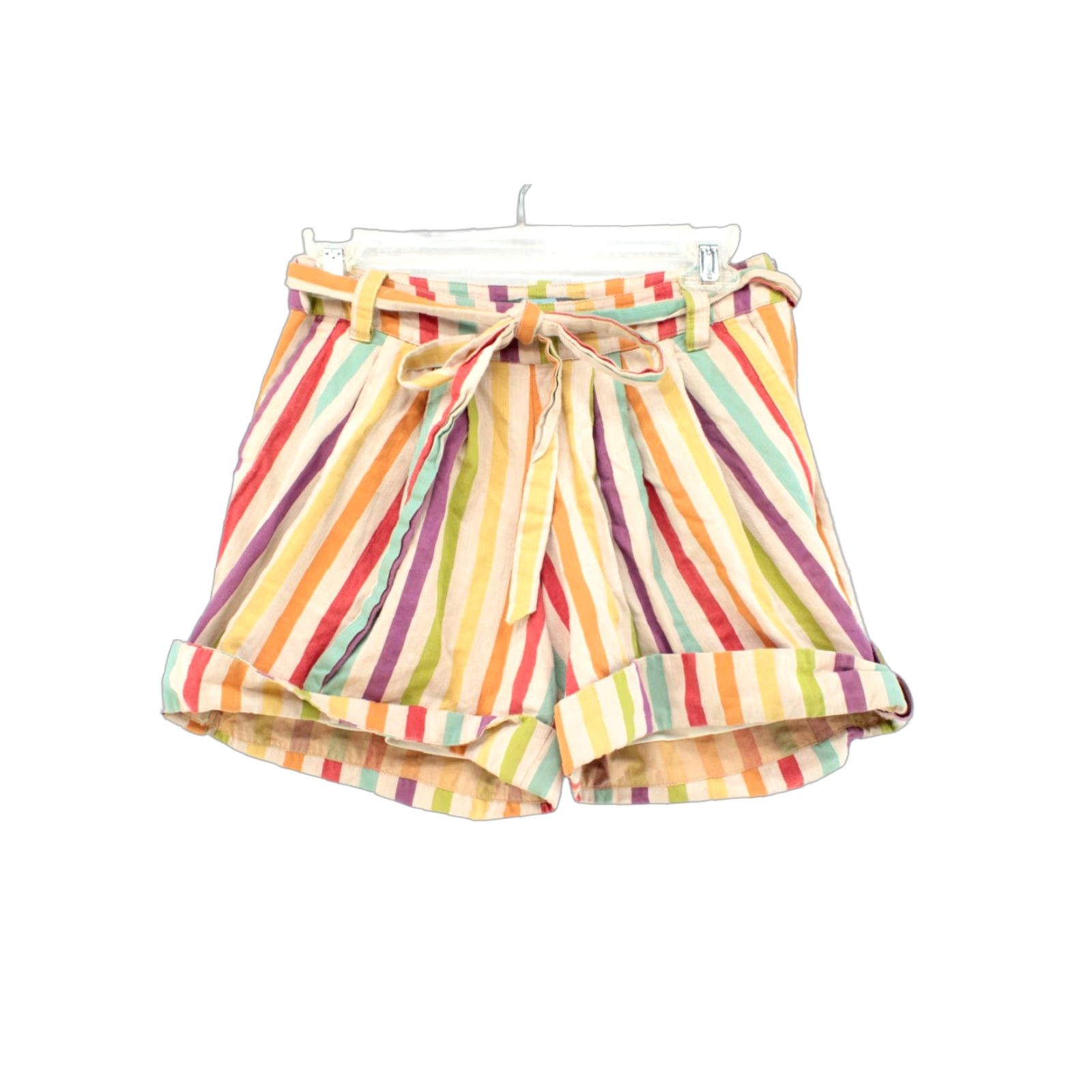 Anthropologie Anthropologie Eva Franco Shorts Women's 4 Multicolor Striped Lined Belted 100% Cotton Beachy Boho Womens Size 27" / US 4 / IT 40 - 1 Thumbnail