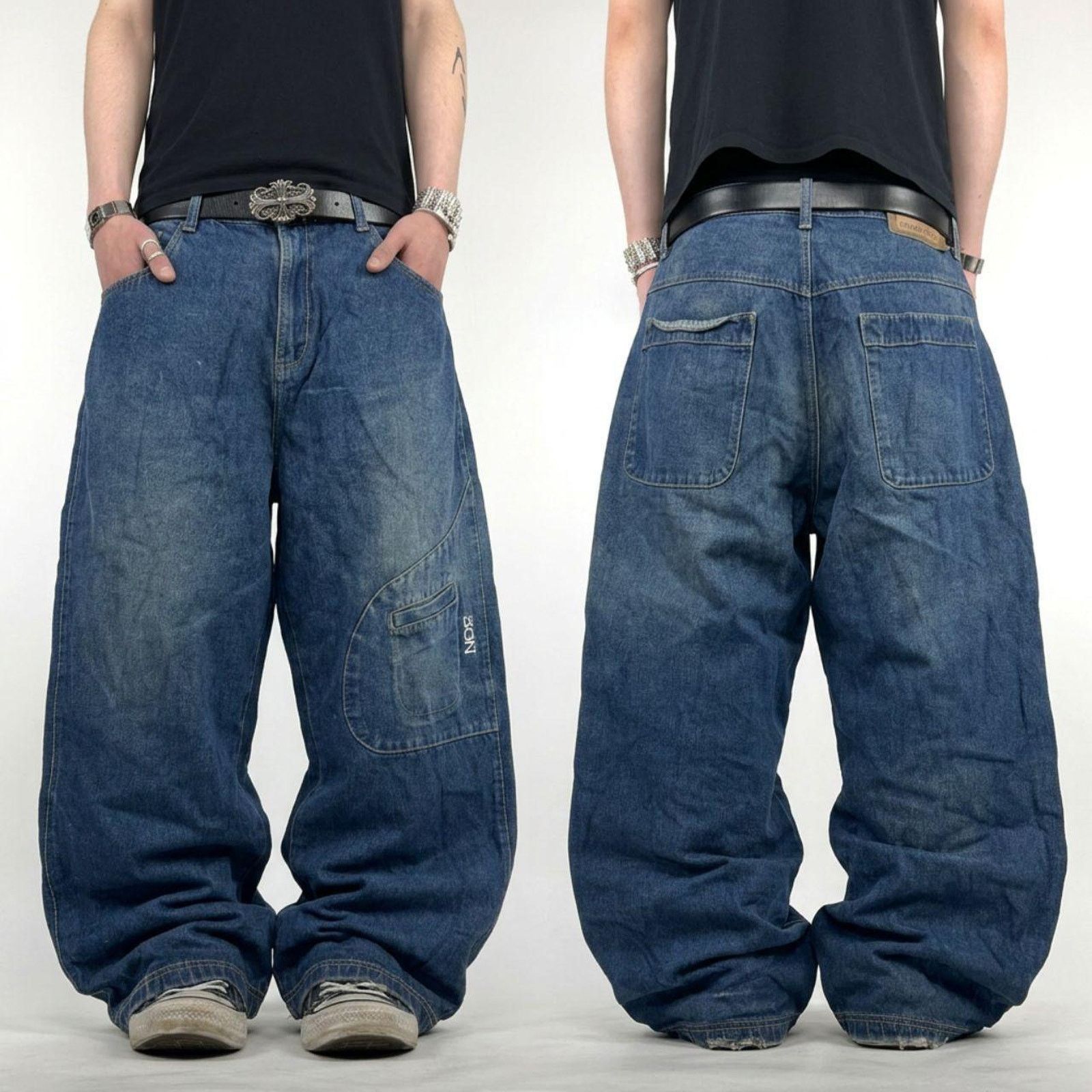 Balenciaga Balenciaga Y2K tribal wide-leg distressed denim | Grailed