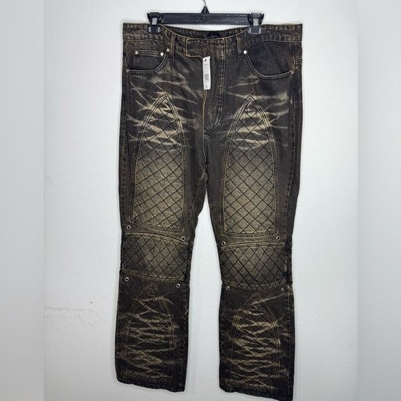 Who Decides War Who Decides War Moto Quilted Straight Jeans Tan Coal Men’s 3 Size US 36 / EU 52 - 2 Thumbnail