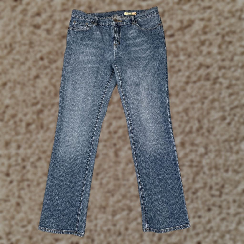 Stampd Stamp 10 Jeans Women Straight Leg Blue 10 Medium Wash Cotton Spandex 29in Inseam Regular 30" Waist 5-Pocket Zip 99% Cotton Size 32" / US 10 / IT 46 - 1 Thumbnail