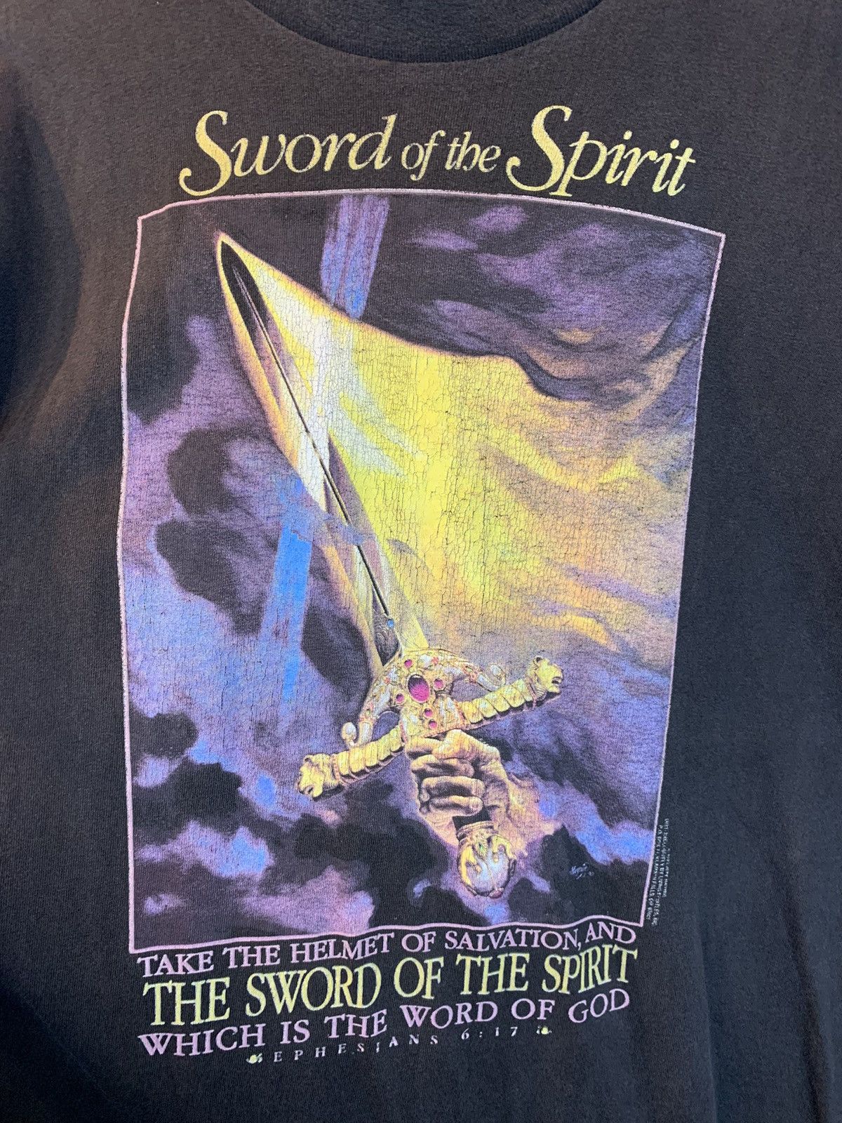 Vintage RARE Vintage Living Epistles Sword Of The Spirit Jesus Shirt Size US L / EU 52-54 / 3 - 2 Thumbnail