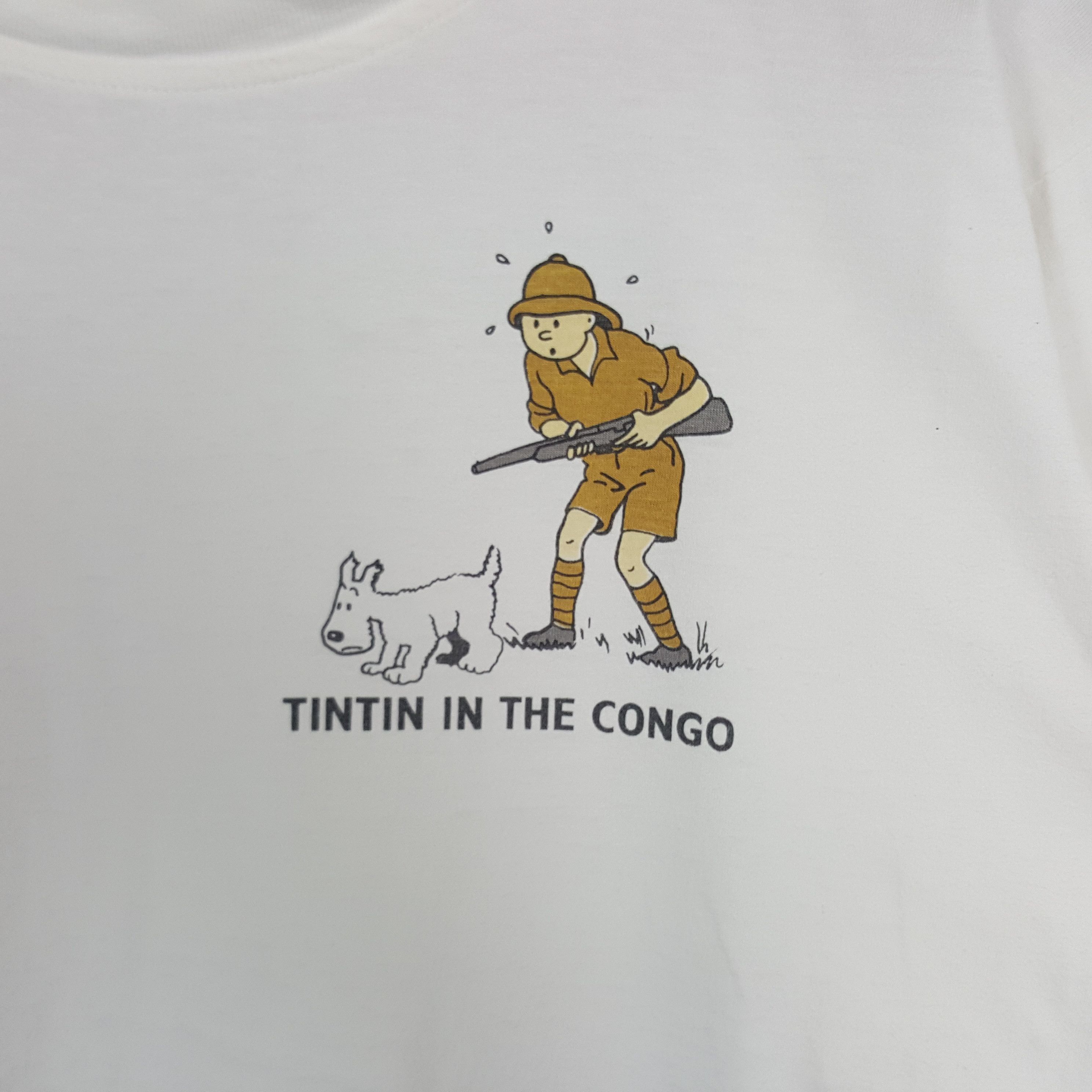Vintage Vintage Tintin In The Congo American Cartoon Movie Tshirt Size US L / EU 52-54 / 3 - 4 Thumbnail
