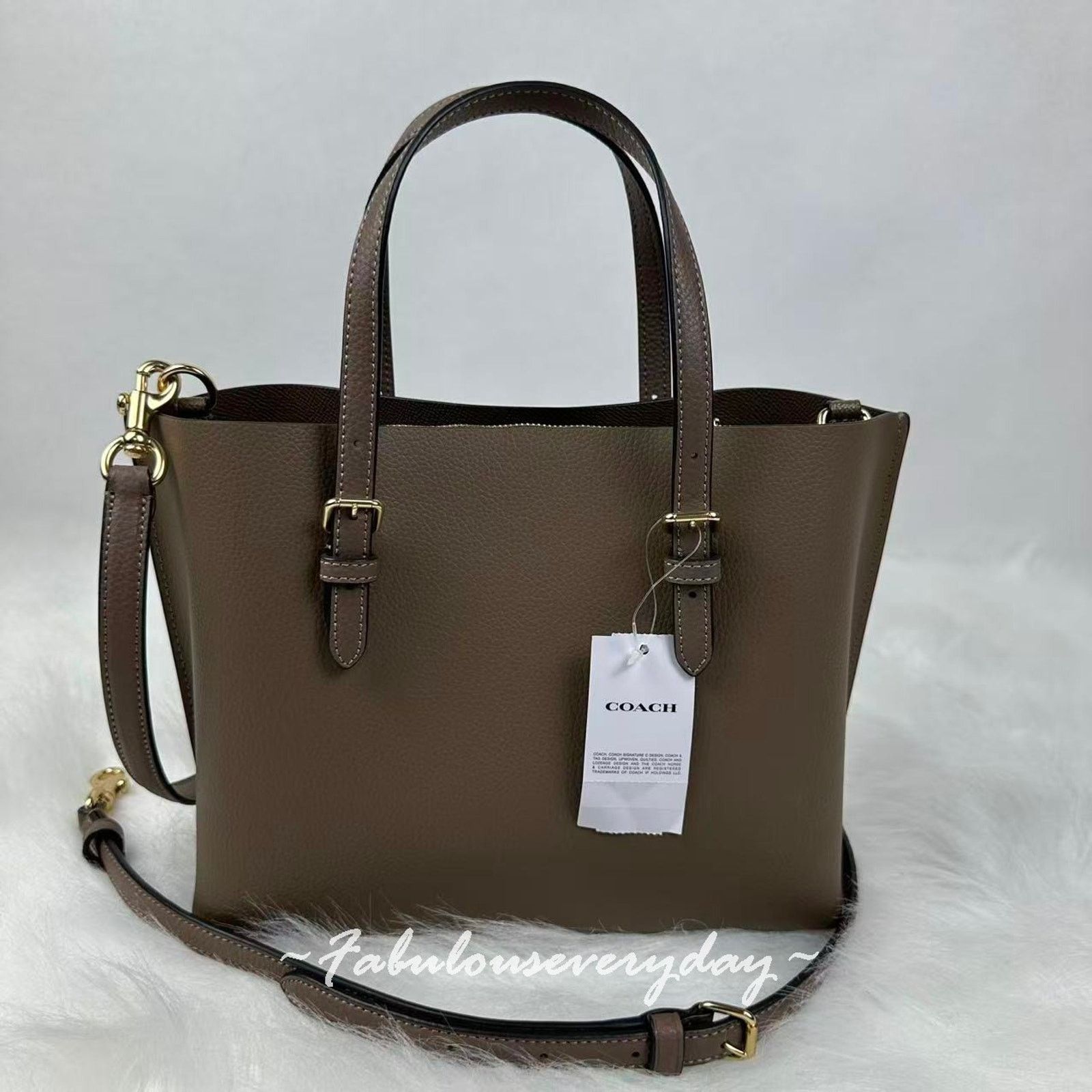Coach Coach Mollie Tote Bag 25 Crossbody Leather/Dark Stone CV966 Size ONE SIZE - 4 Thumbnail