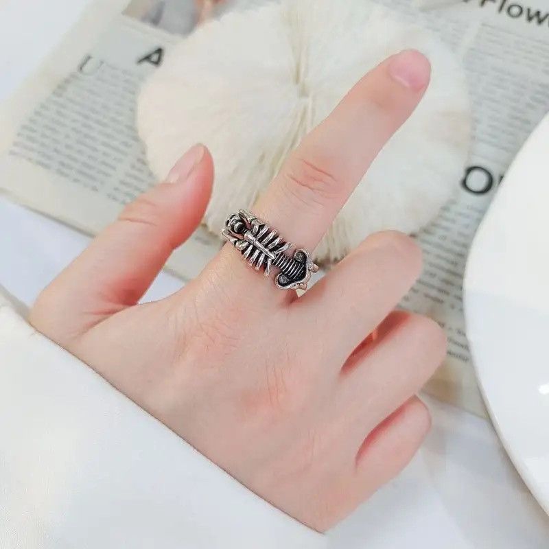 Other Adjustable Vintage Skull Bones Ring Punk Gothic Style Size ONE SIZE - 1 Thumbnail