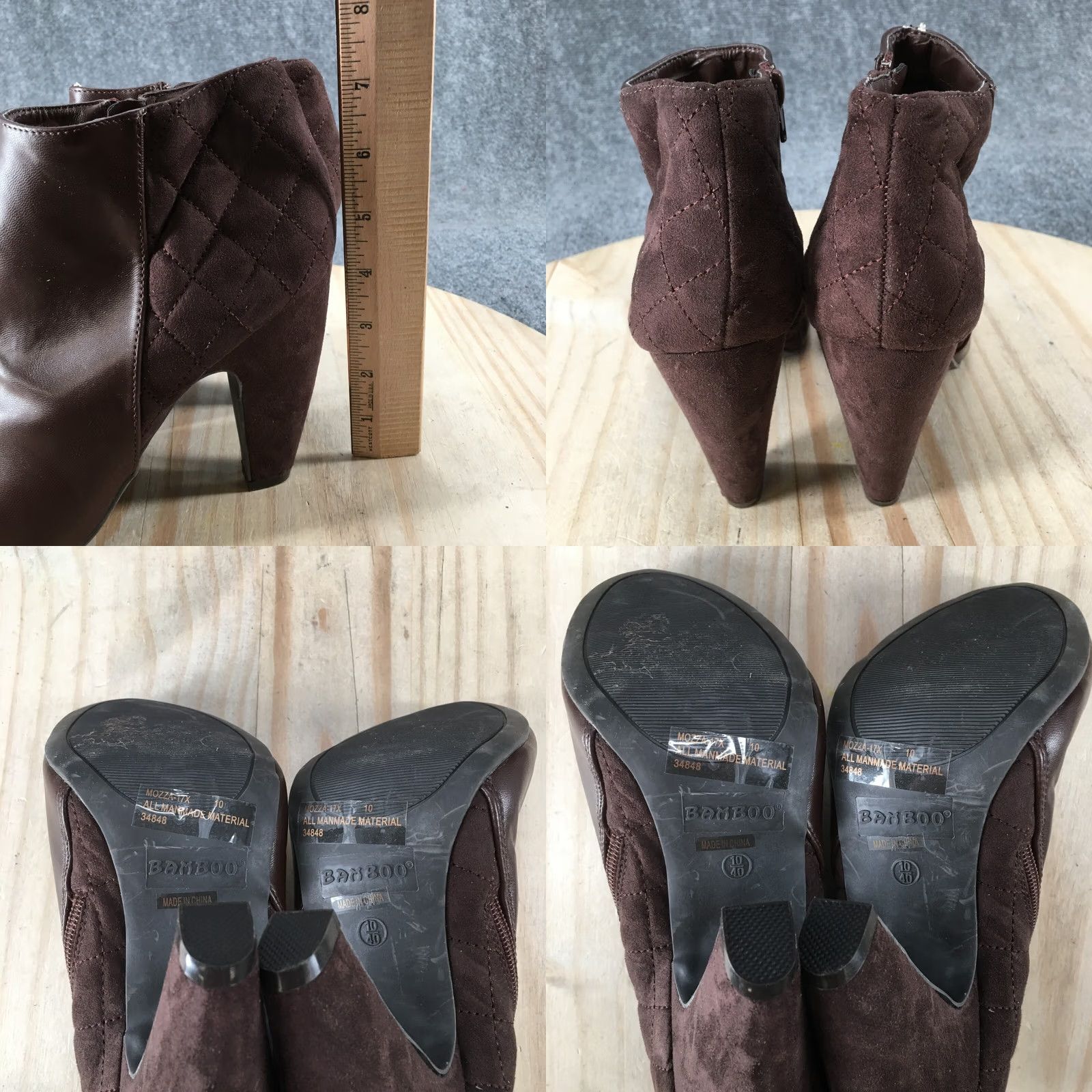 Vintage Bamboo Boots Womens Ankle Booties Mozza 17X Brown Faux Leather, Heel Cone, 10 US, Boots, Women, M, Brown, Faux Leather, 4 in, Casual, Vintage: No Size US 10 / IT 40 - 8 Thumbnail