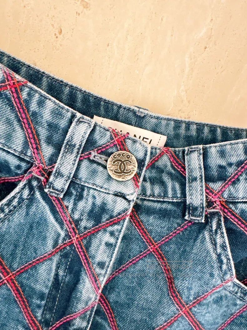 Chanel Chanel Pink diamond check denim shorts Size 42" / US 20 - 5 Thumbnail