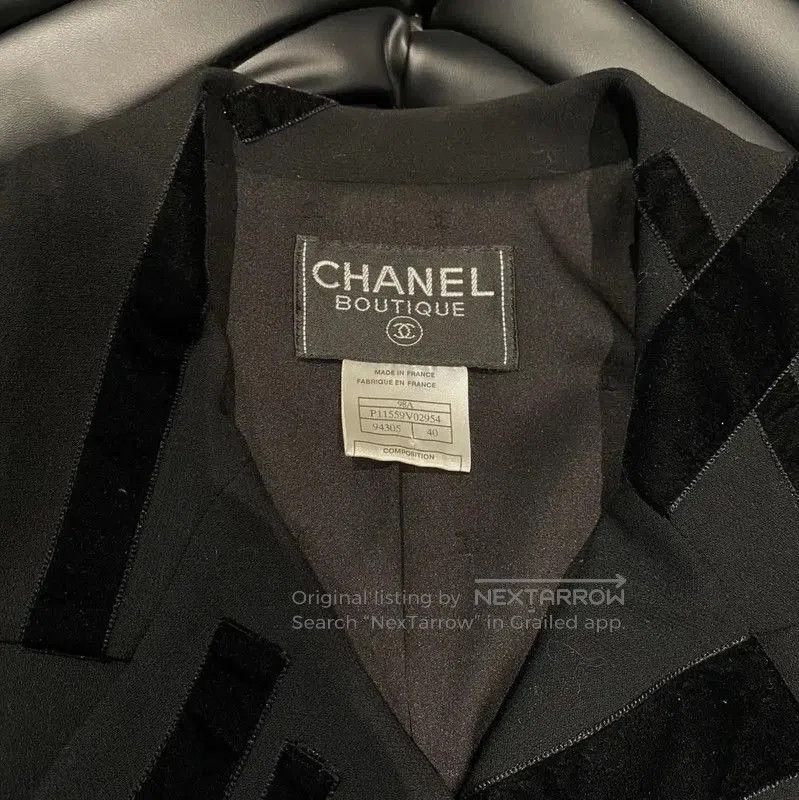 Chanel Chanel Black Silk Striped Women's Jacket . Size M / US 6-8 / IT 42-44 - 4 Thumbnail