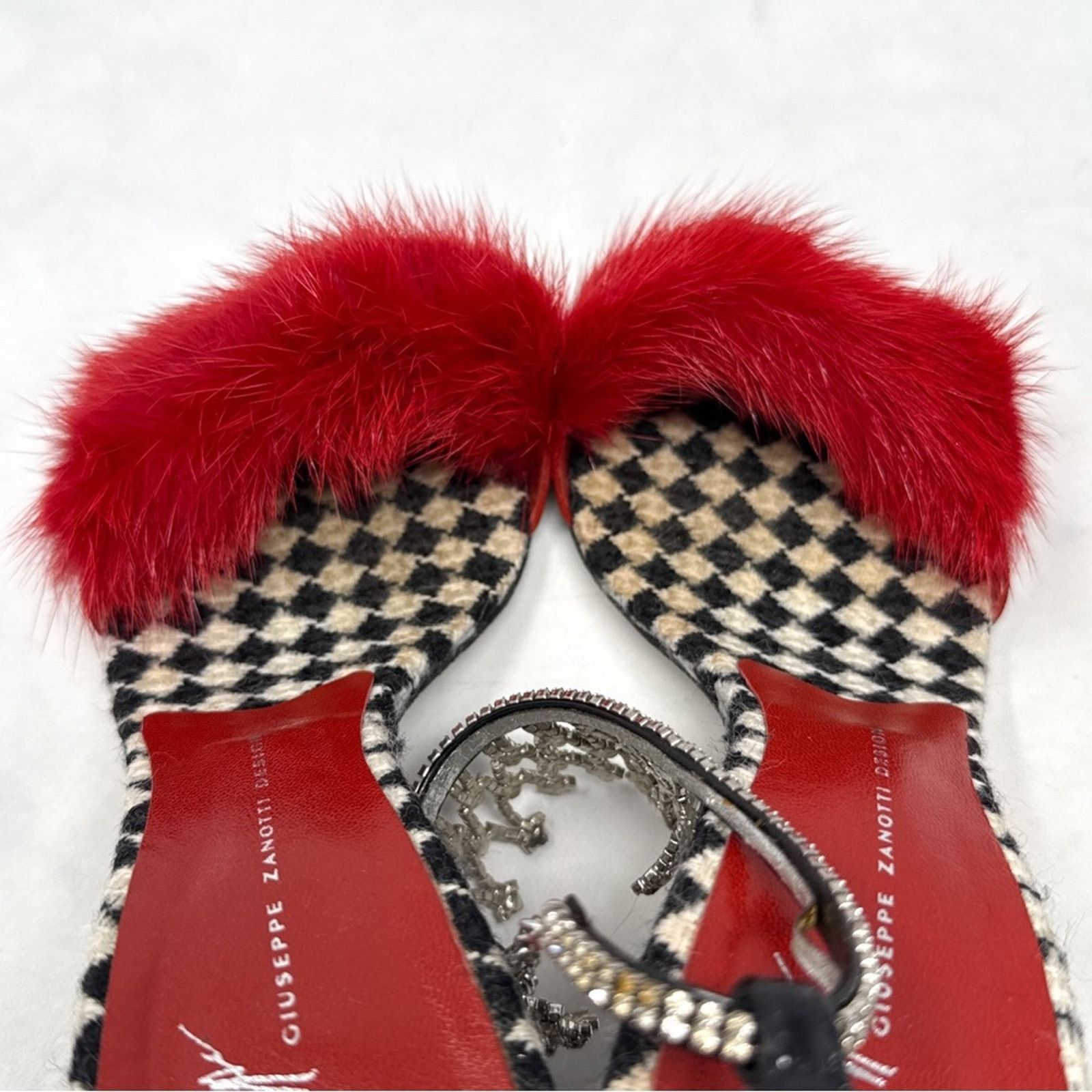 Giuseppe Zanotti Giuseppe Zanotti Vicini Vintage Y2K Fur Houndstooth Heels 37 Size US 7 / IT 37 - 6 Thumbnail