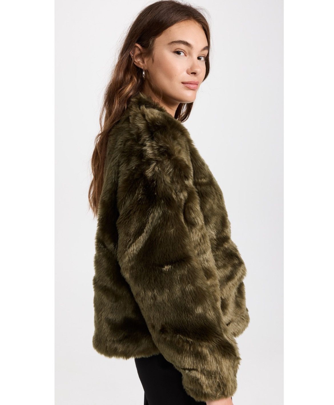 image of Proenza Schouler White Label Cropped Fur Jacket M in Green, Women's (Size Medium)