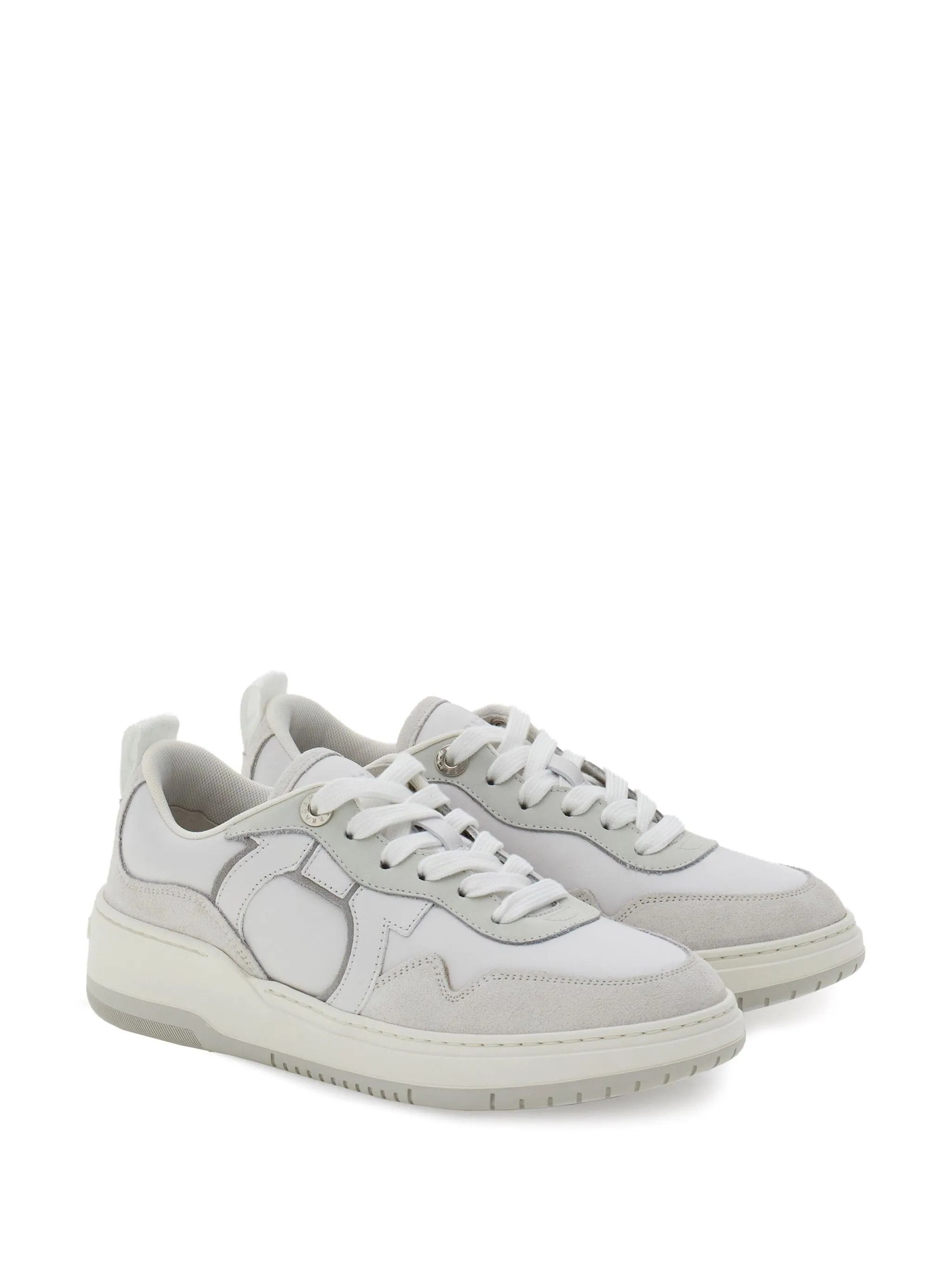 Salvatore Ferragamo o1s1rm0526 Gancini Lace-up Sneakers in Optical White Size US 8 / IT 38 - 2 Thumbnail