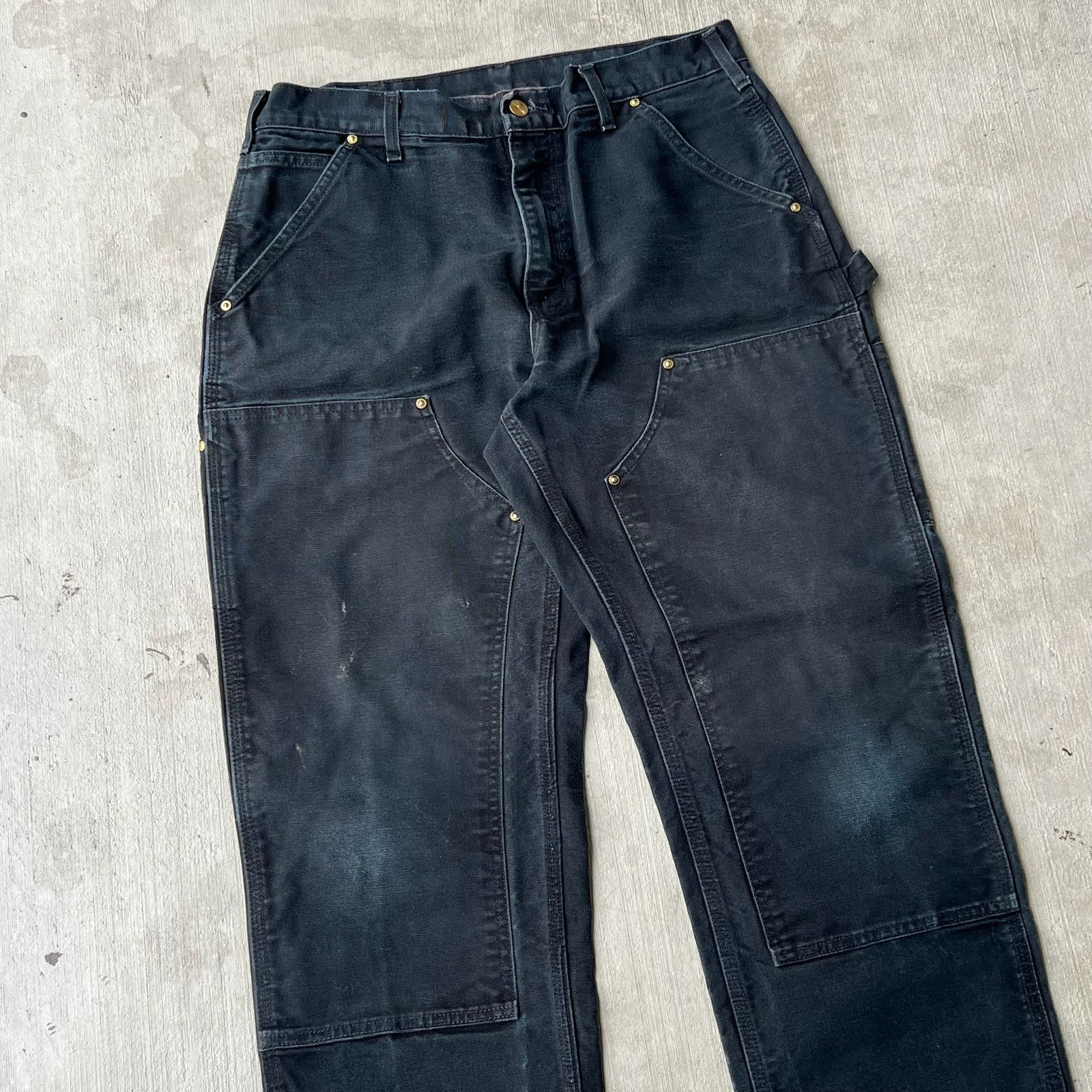 Carhartt × Vintage Carhartt faded black double knee work wear carpenter pants Size US 32 / EU 48 - 2 Thumbnail