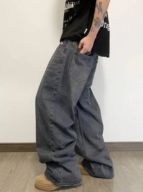 Jean VIntage RETRO 90s Wide denim jeans Size US 34 / EU 50 - 3 Thumbnail