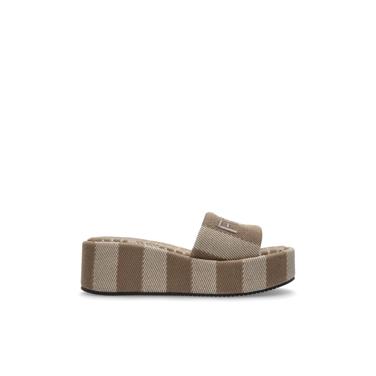 FENDI Striped Beige Brown Platform Sandals New & Authentic (