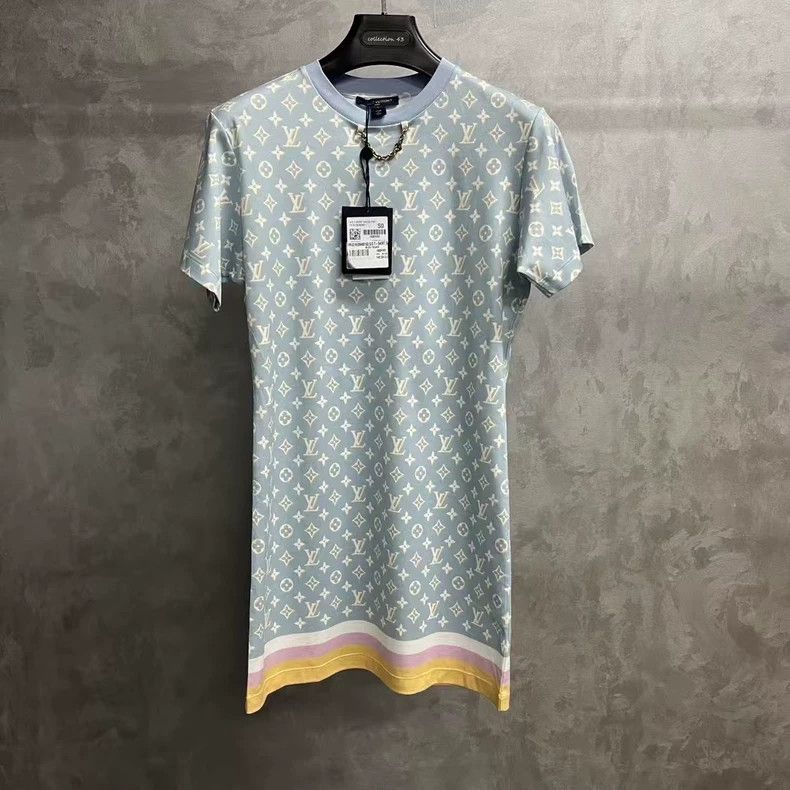 Louis Vuitton Louis Vuitton Blue Monogram Short Sleeve Dress-yf Size S / US 4 / IT 40 - 1 Thumbnail