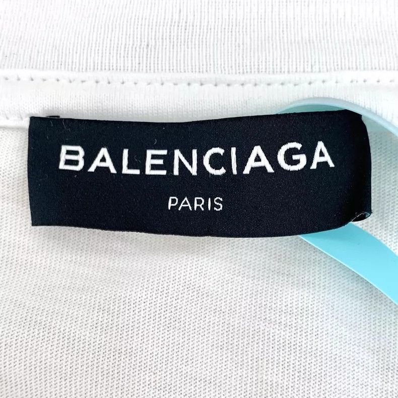 Balenciaga Logo monogrammed crewneck white cotton short sl