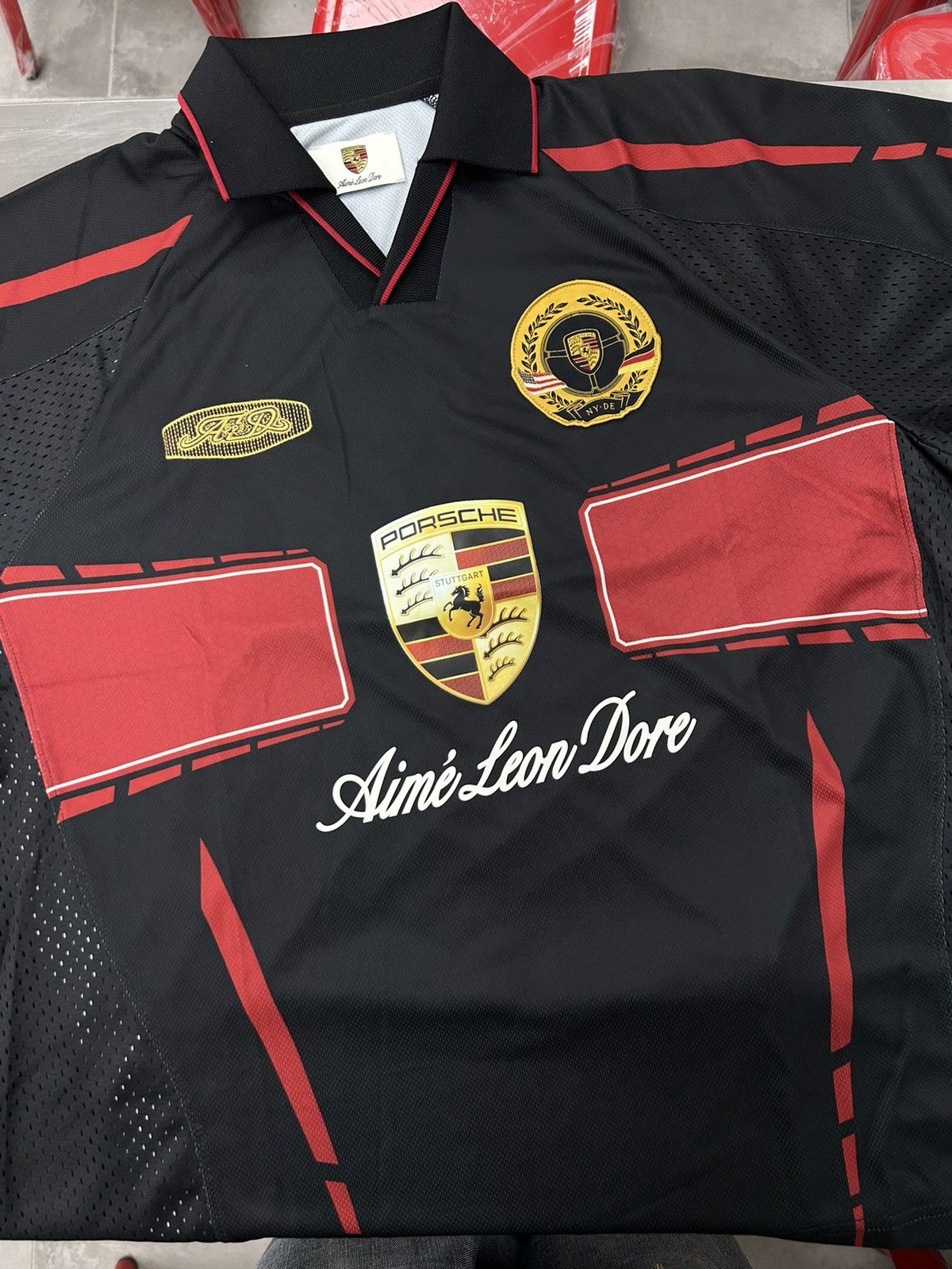 Aime Leon Dore×Porsche ゲームシャツ　サッカーシャツ Aime Leon Dore / Porsche 993 Turbo Heritage Long Sleeve Rugby Polo