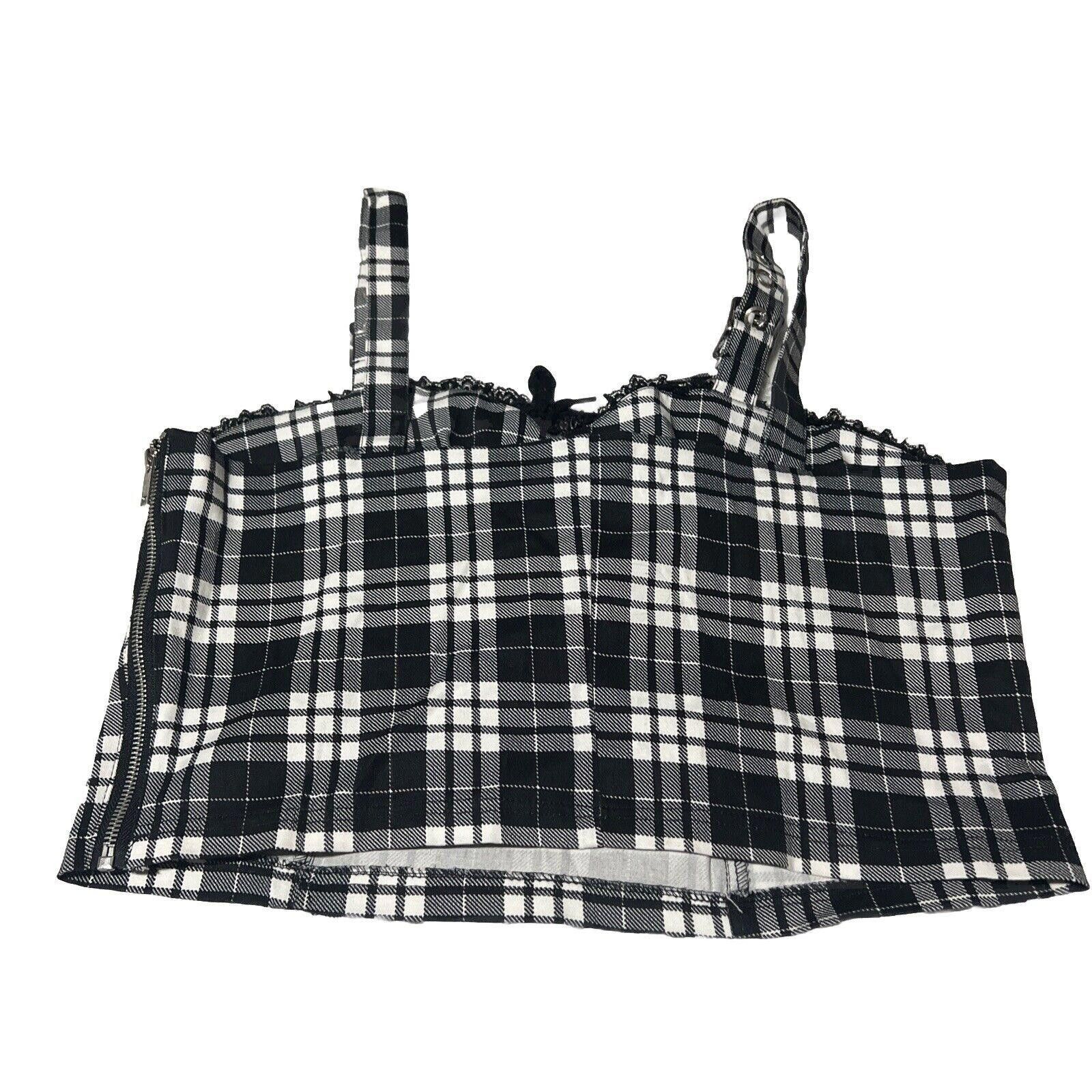 Designer XL Purple Plaid Punk Top Buckle Goth Dolls Kill Crop Top Size XL / US 12-14 / IT 48-50 - 3 Thumbnail