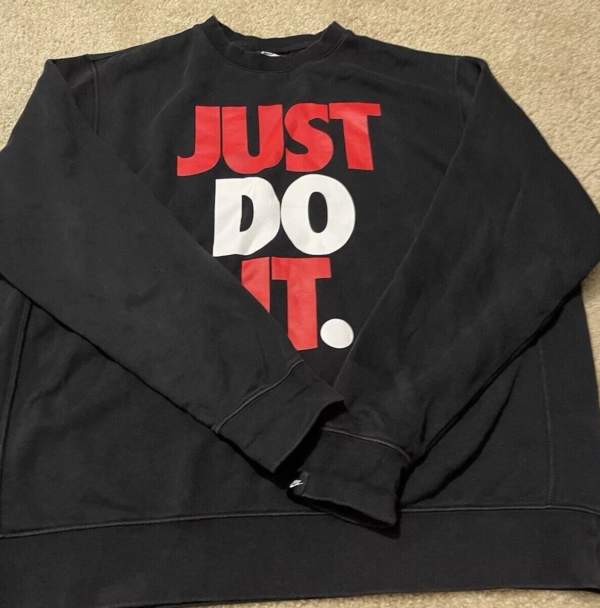 Nike × Vintage Nike Just Do It Logo Men’s Black Red White Crewneck Sweater Size US XL / EU 56 / 4 - 9 Thumbnail
