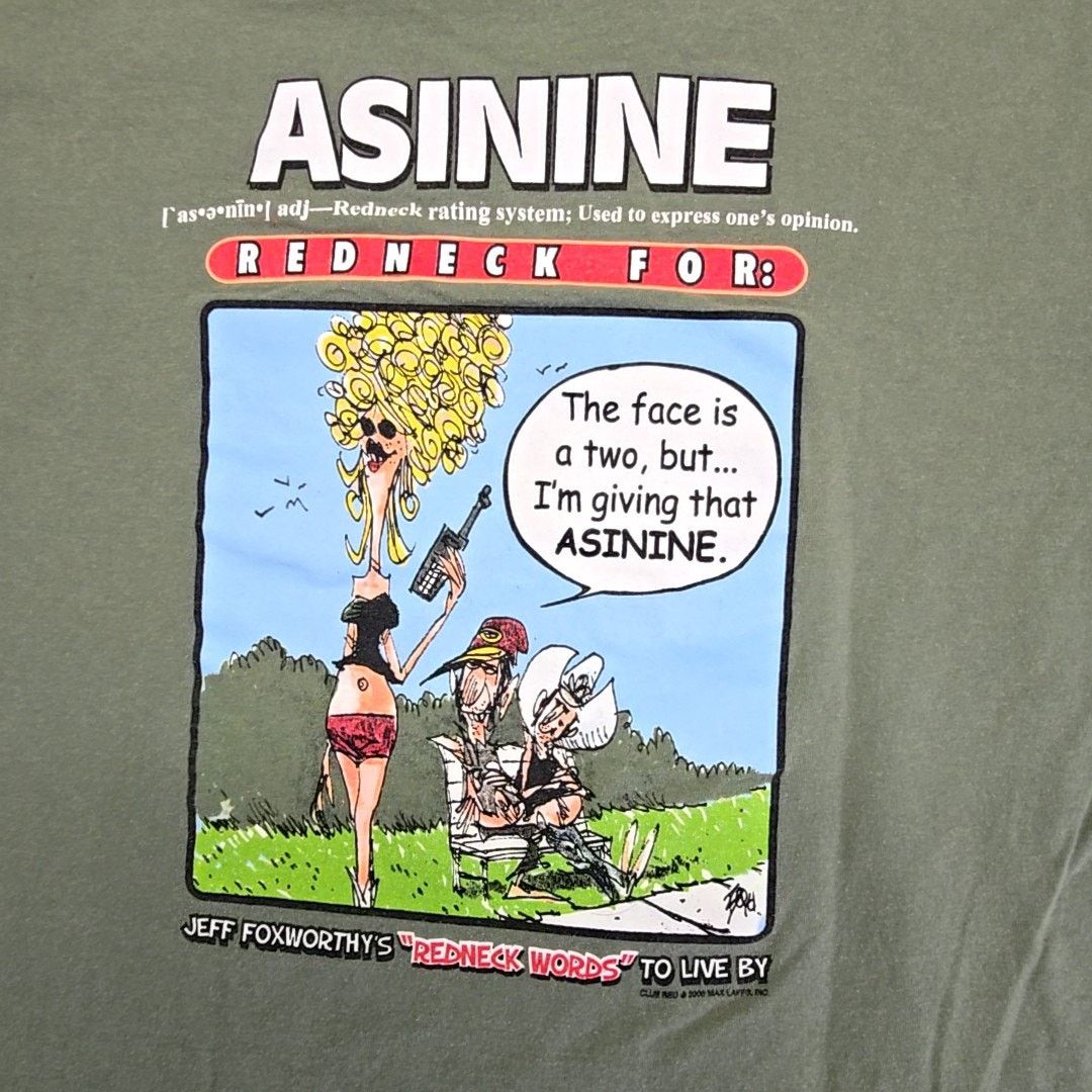 Gildan Vintage Jeff Foxworthy Redneck Words Green XL Humor Shirt Size US XL / EU 56 / 4 - 2 Thumbnail