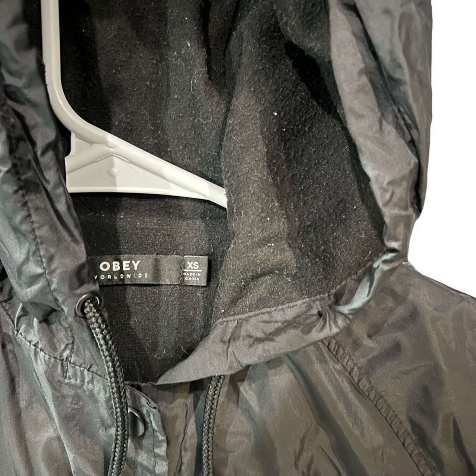 Obey OBEY Worldwide Windbreaker Jacket Men's XS Black Hooded Snap Size US XS / EU 42 / 0 - 4 Thumbnail