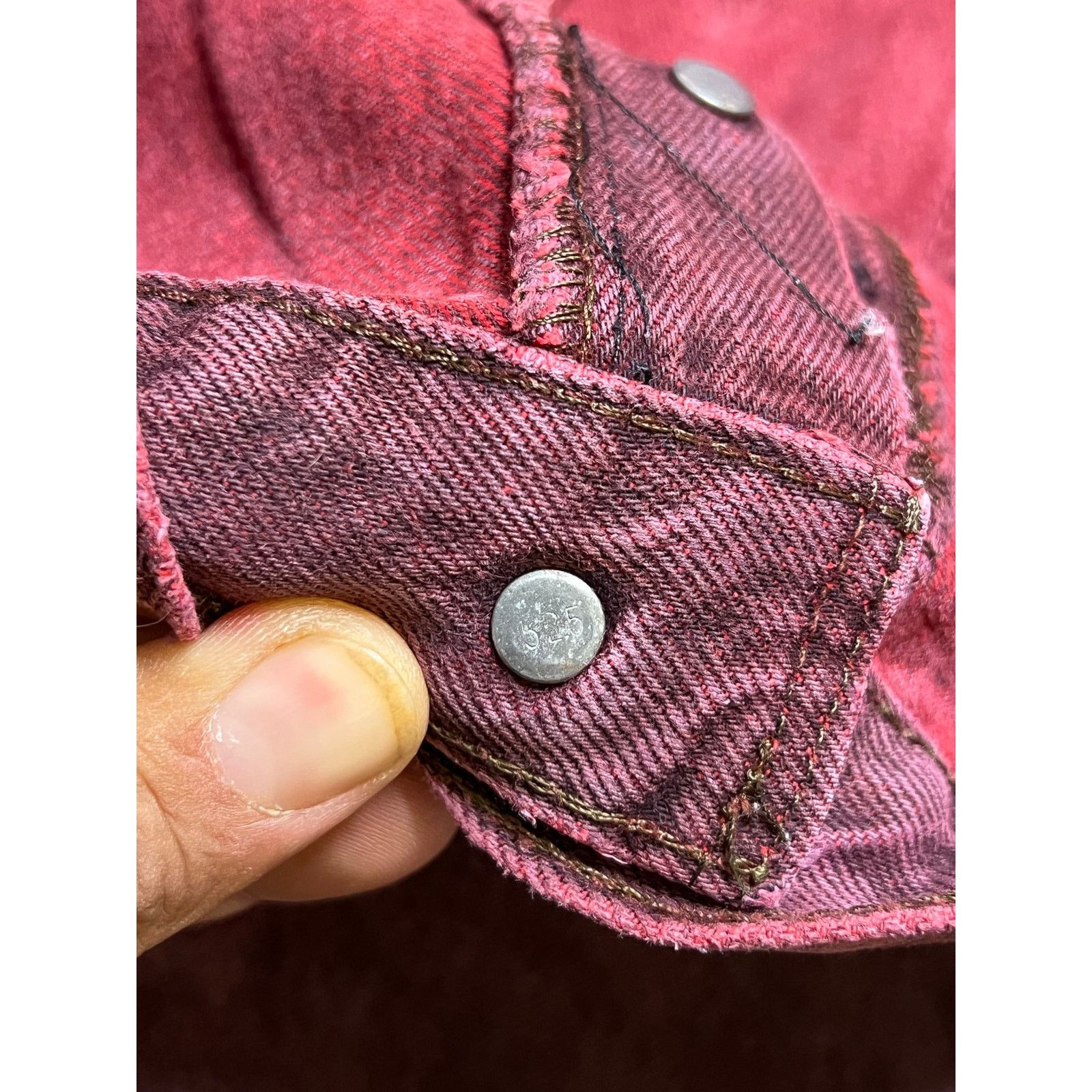 Levi's Vintage 80s Levi’s 501 Red Overdyed Jeans Distressed 38x30 Size US 38 / EU 54 - 4 Thumbnail