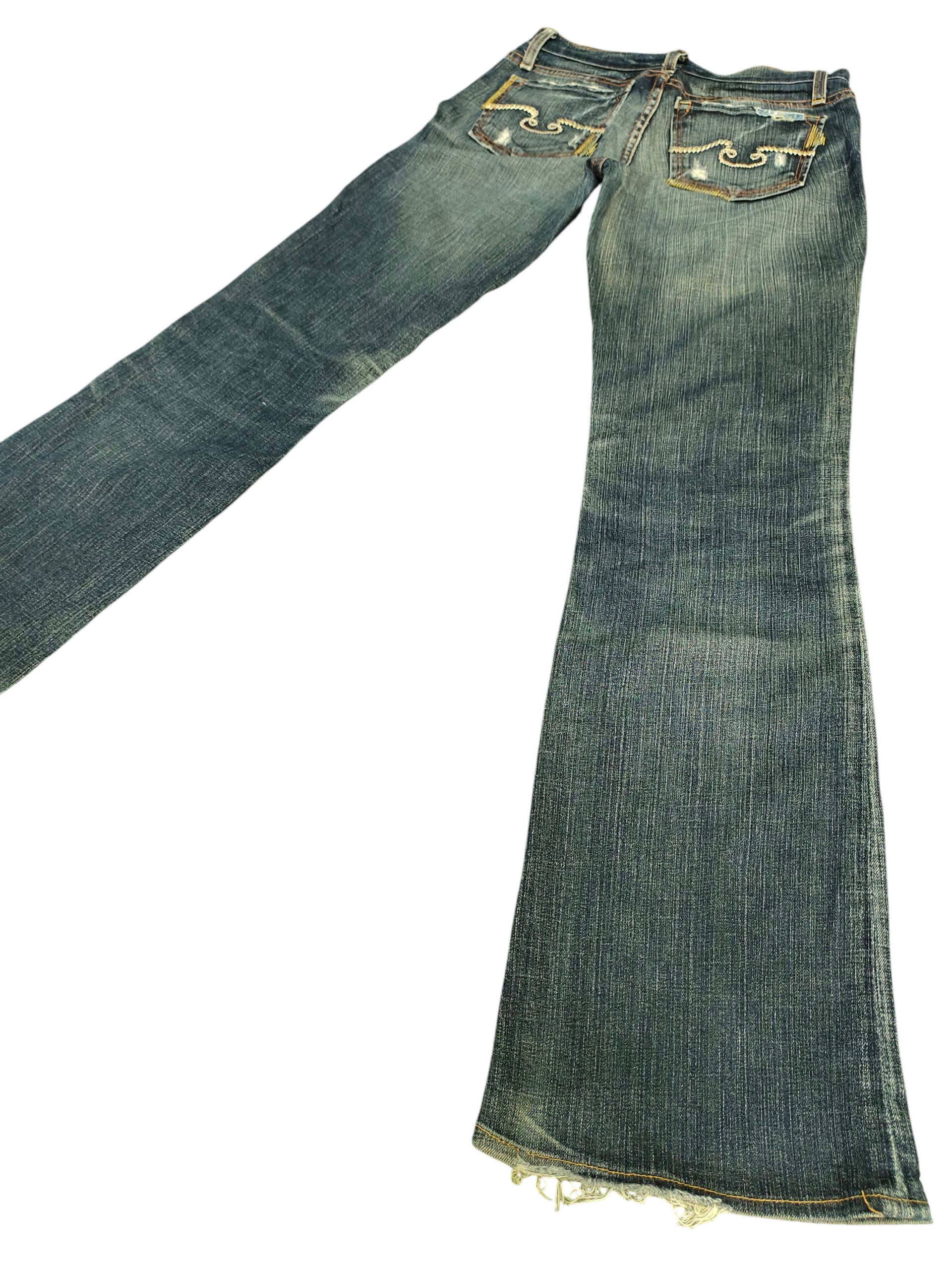 Hysteric Glamour Flare Jeans Blue Cult Clawmark Distress Bootcut Low Rise Y2k Size 26" / US 2 / IT 38 - 1 Thumbnail