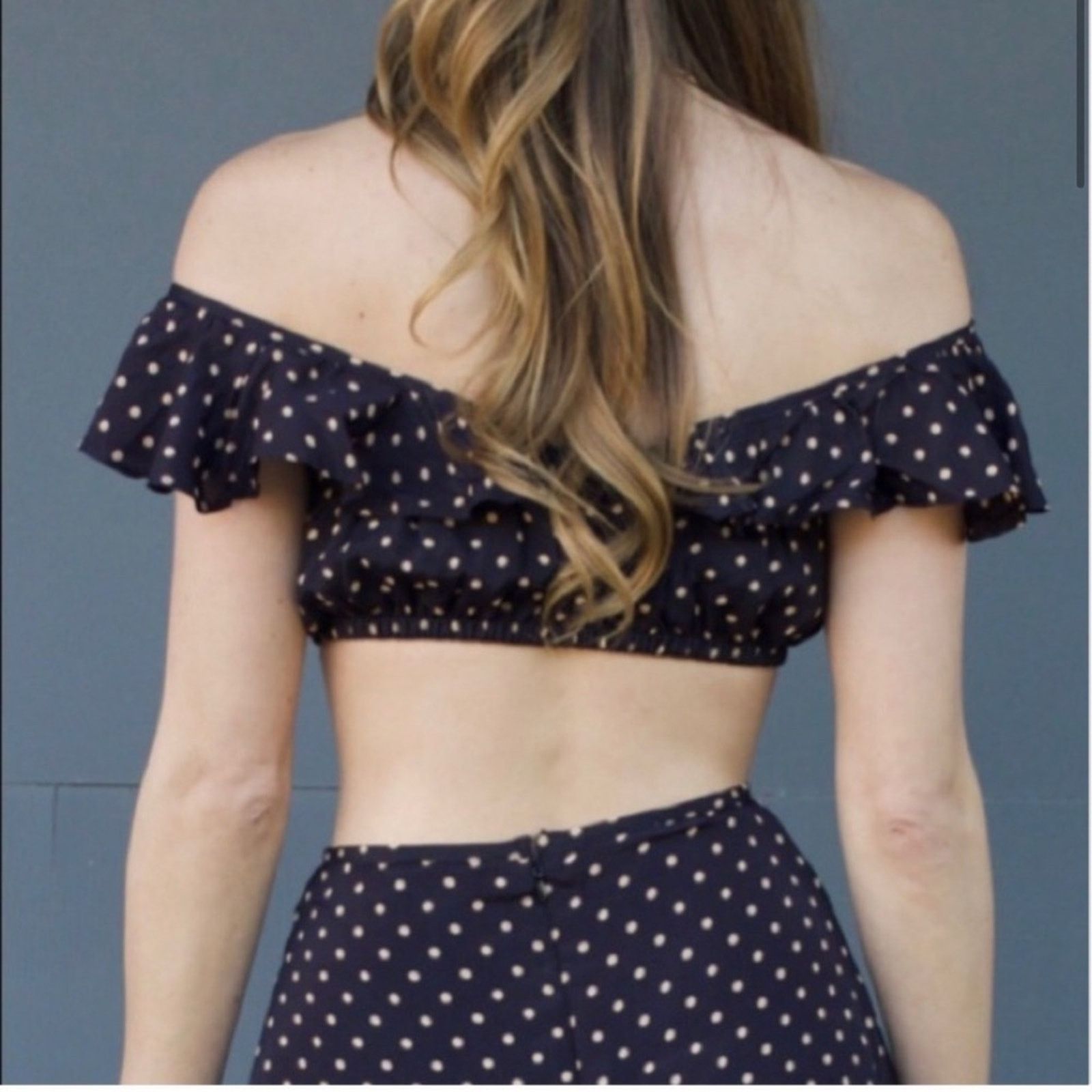 For Love & Lemons For Love & Lemons Polka Dot Crop Blouse - Size Medium Size M / US 6-8 / IT 42-44 - 2 Thumbnail